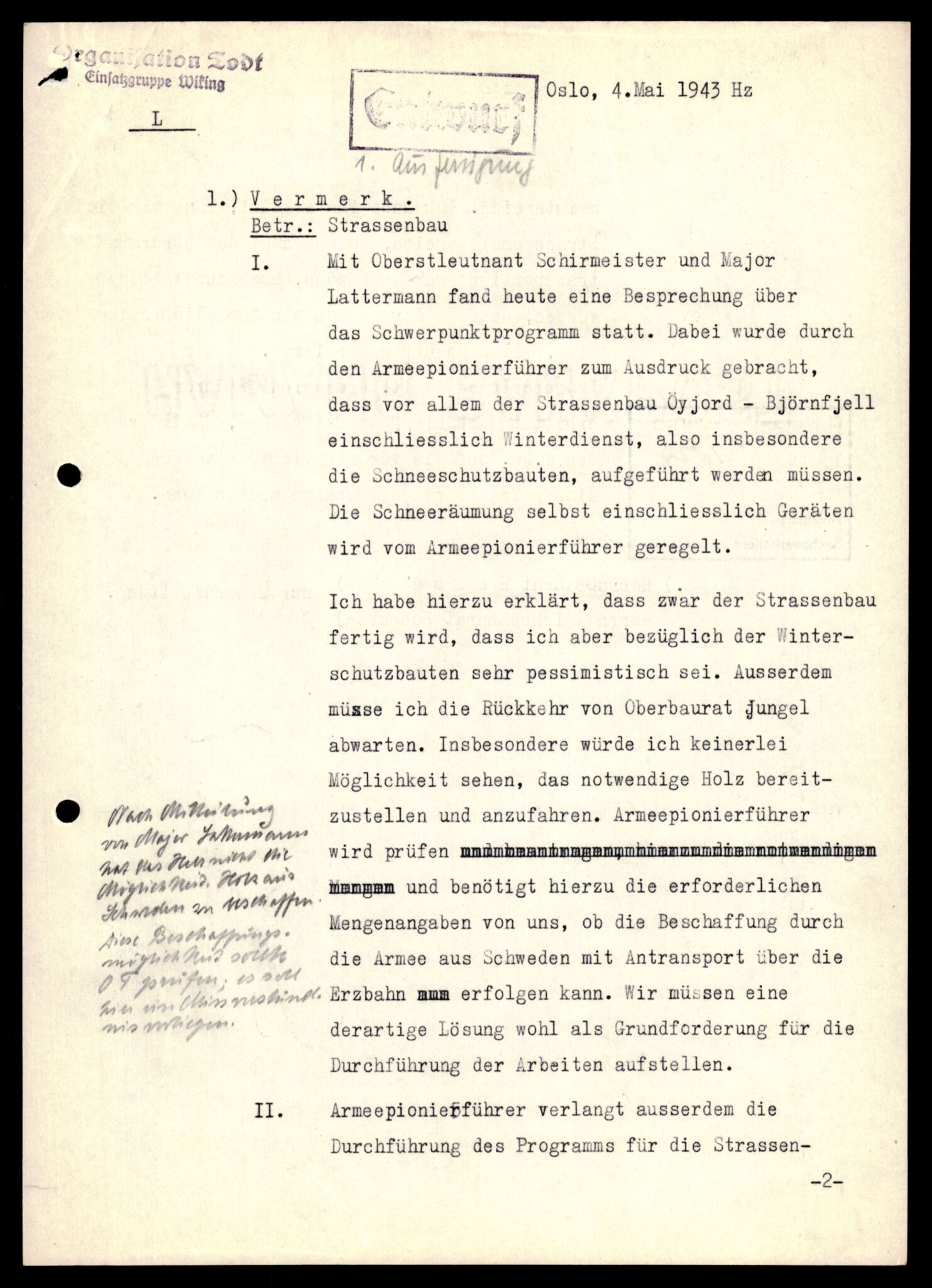 Forsvarets Overkommando. 2 kontor. Arkiv 11.4. Spredte tyske arkivsaker, AV/RA-RAFA-7031/D/Dar/Darb/L0001: Reichskommissariat - Hauptabteilung Technik und Verkehr, 1940-1944, p. 574