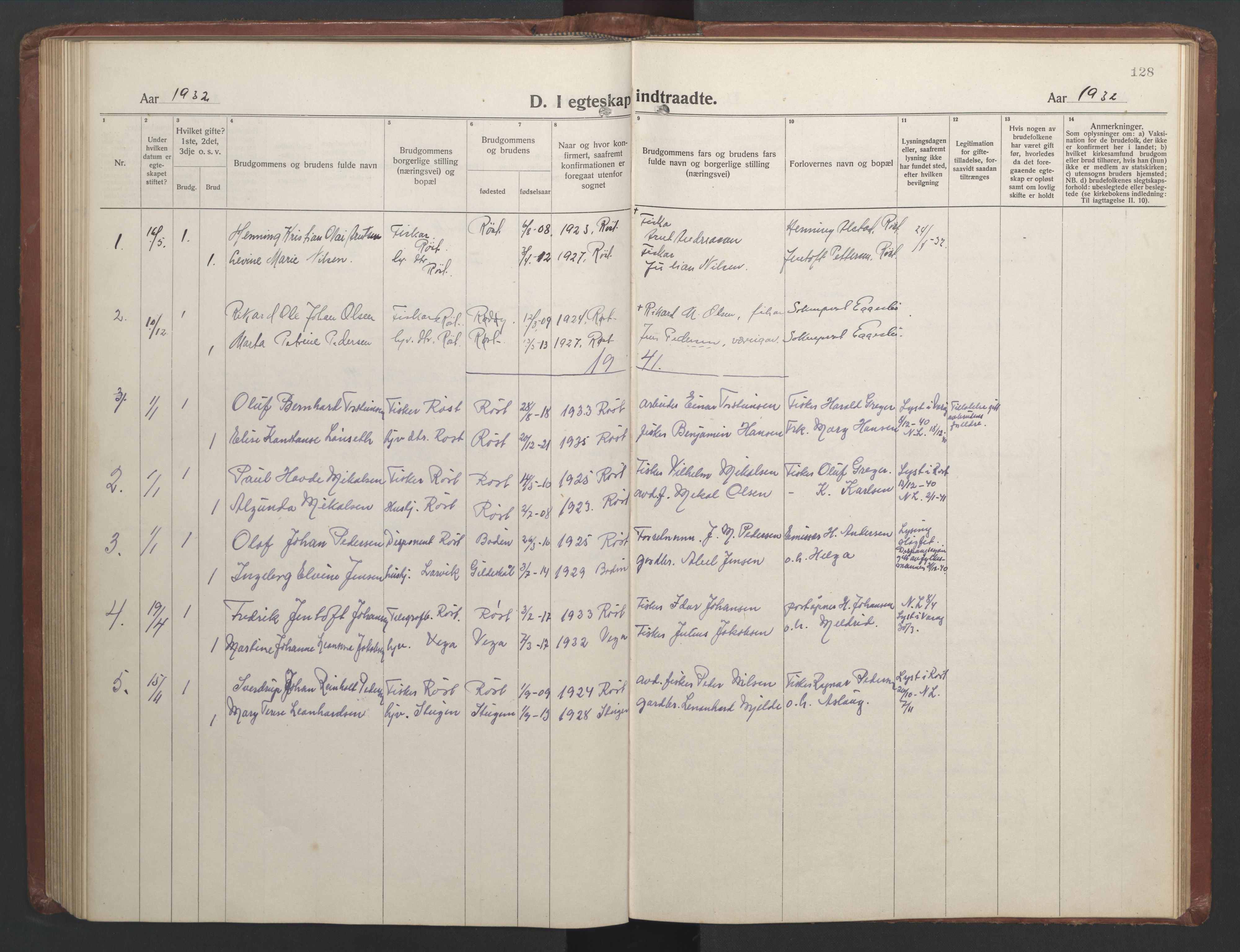 Ministerialprotokoller, klokkerbøker og fødselsregistre - Nordland, AV/SAT-A-1459/808/L0132: Parish register (copy) no. 808C03, 1920-1946, p. 128