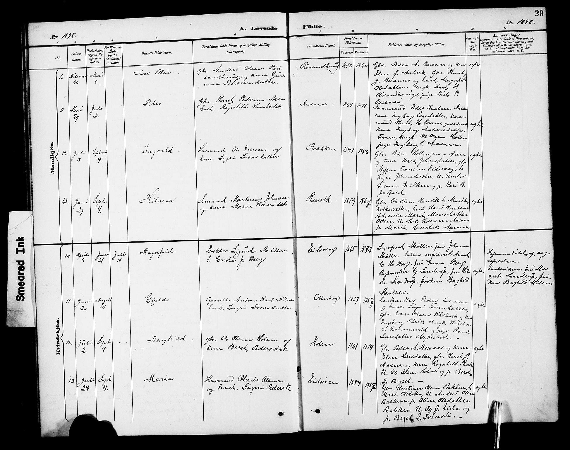 Ministerialprotokoller, klokkerbøker og fødselsregistre - Møre og Romsdal, AV/SAT-A-1454/551/L0632: Parish register (copy) no. 551C04, 1894-1920, p. 29