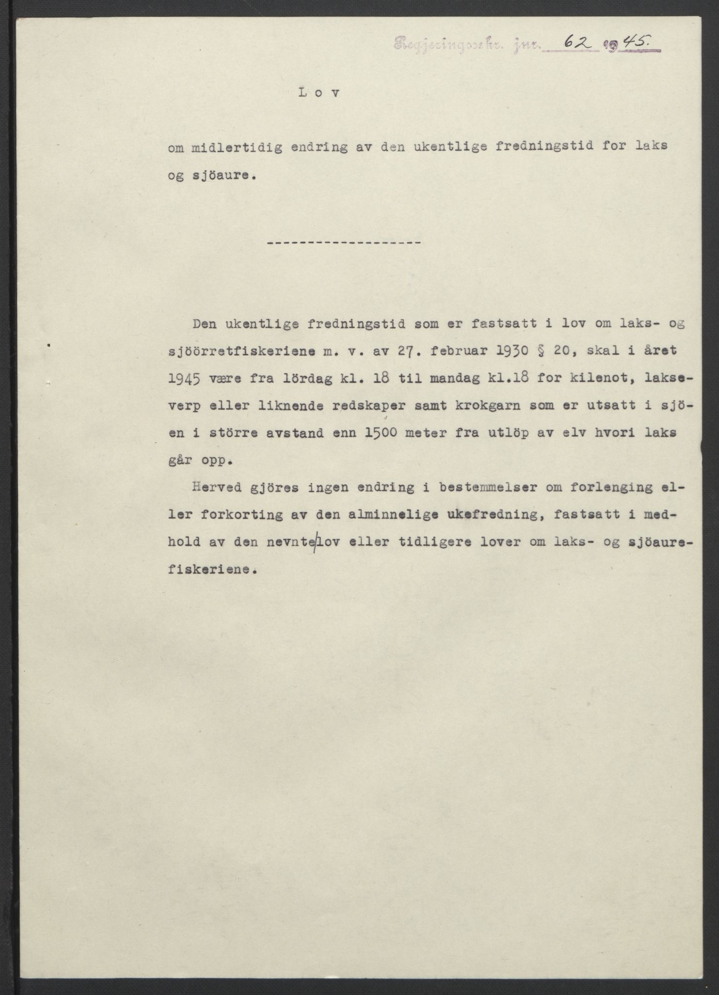 NS-administrasjonen 1940-1945 (Statsrådsekretariatet, de kommisariske statsråder mm), AV/RA-S-4279/D/Db/L0101/0001: -- / Lover og vedtak, 1945, p. 127