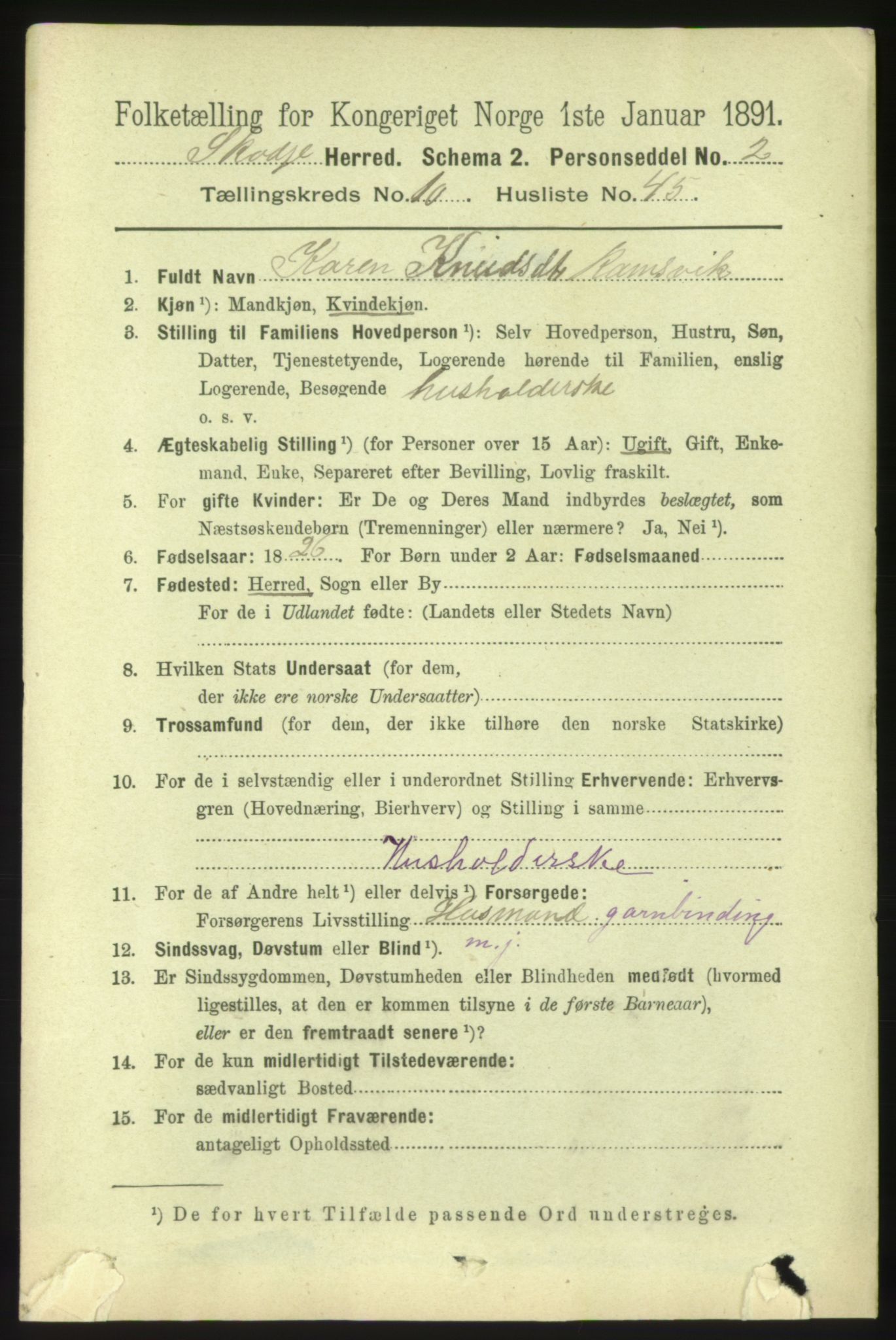 RA, 1891 census for 1529 Skodje, 1891, p. 2265