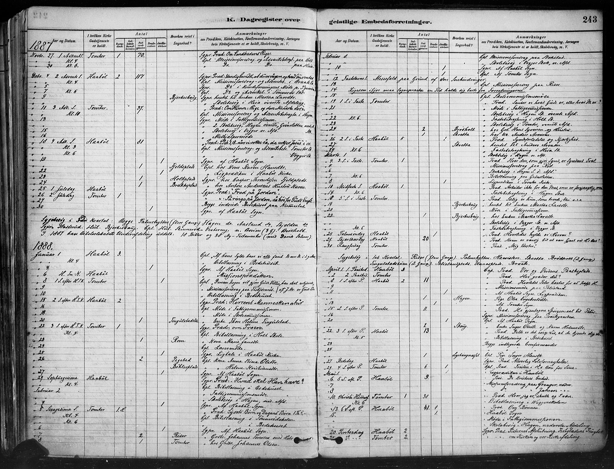 Hobøl prestekontor Kirkebøker, AV/SAO-A-2002/F/Fa/L0005: Parish register (official) no. I 5, 1878-1904, p. 243