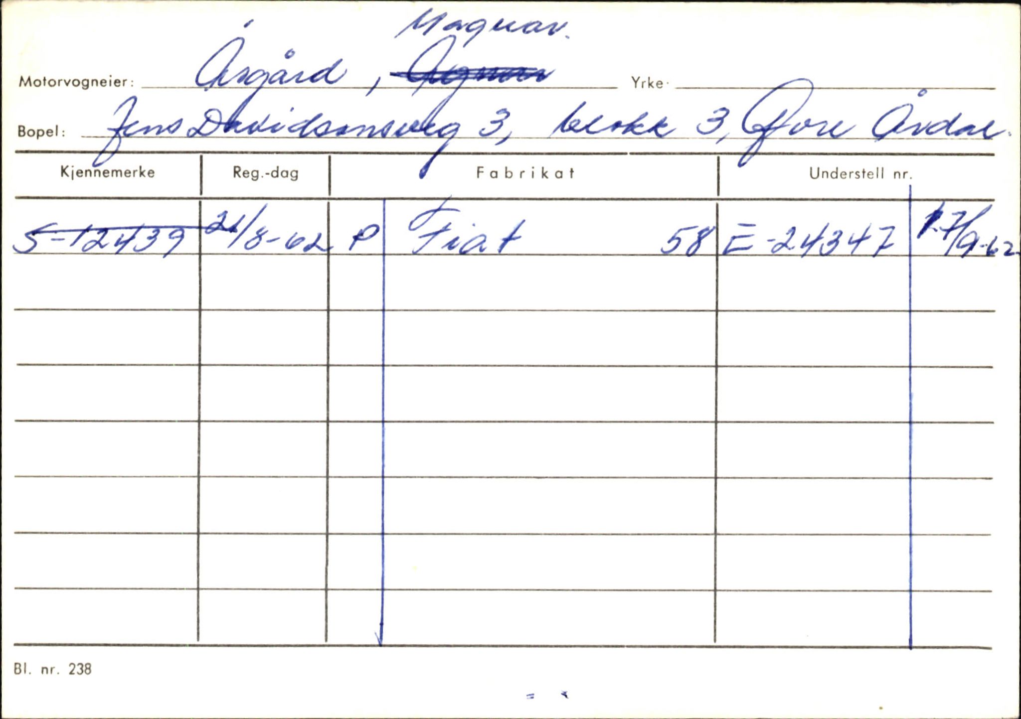 Statens vegvesen, Sogn og Fjordane vegkontor, SAB/A-5301/4/F/L0146: Registerkort Årdal R-Å samt diverse kort, 1945-1975, p. 1541