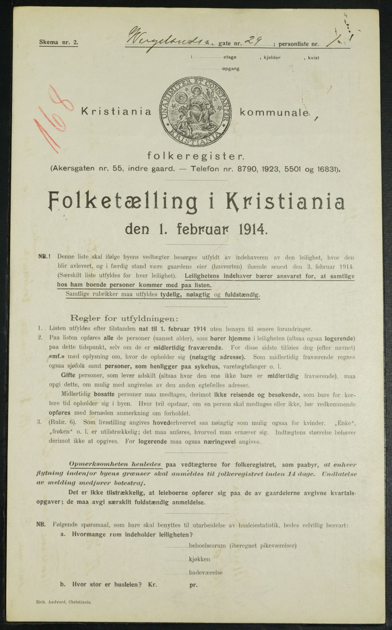 OBA, Municipal Census 1914 for Kristiania, 1914, p. 128913