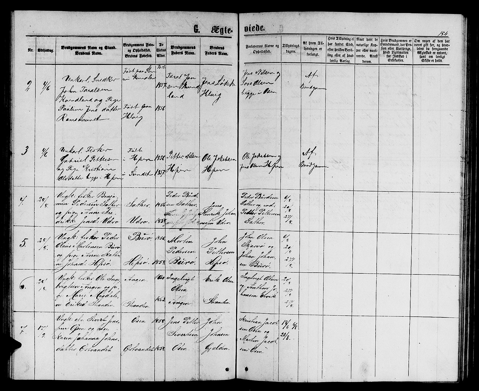 Ministerialprotokoller, klokkerbøker og fødselsregistre - Sør-Trøndelag, AV/SAT-A-1456/658/L0725: Parish register (copy) no. 658C01, 1867-1882, p. 154