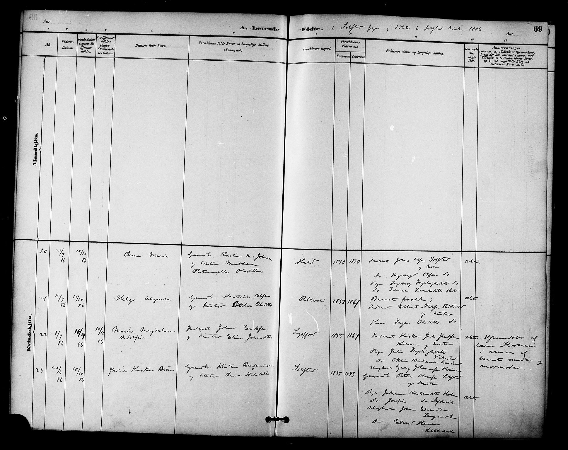 Ministerialprotokoller, klokkerbøker og fødselsregistre - Nordland, AV/SAT-A-1459/810/L0151: Parish register (official) no. 810A10 /2, 1885-1895, p. 69