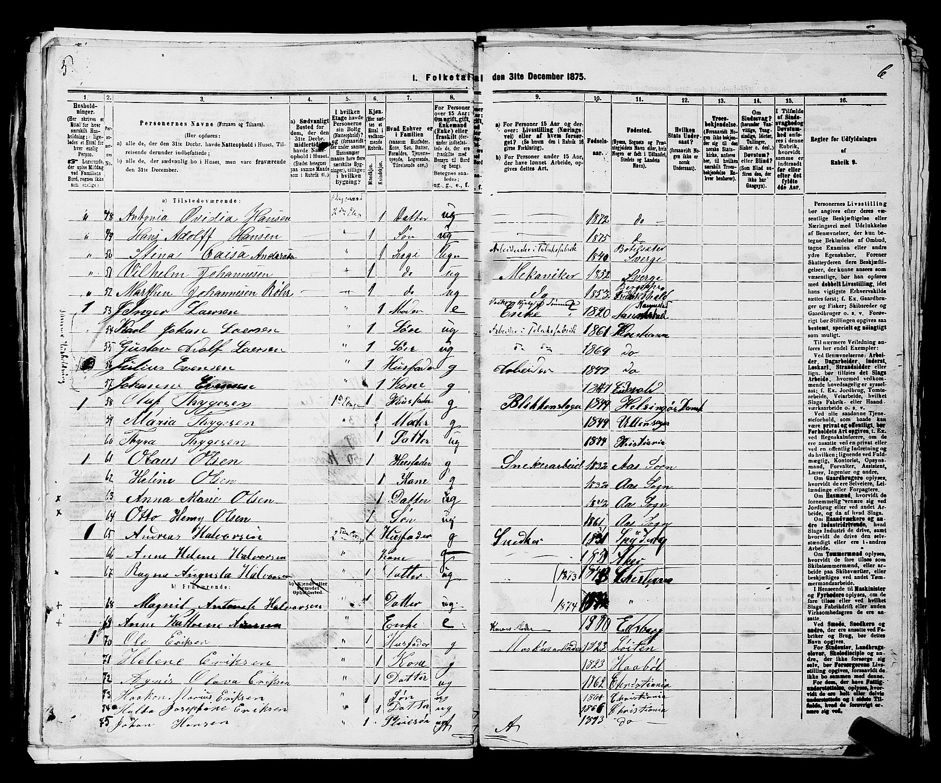 RA, 1875 census for 0301 Kristiania, 1875, p. 3484