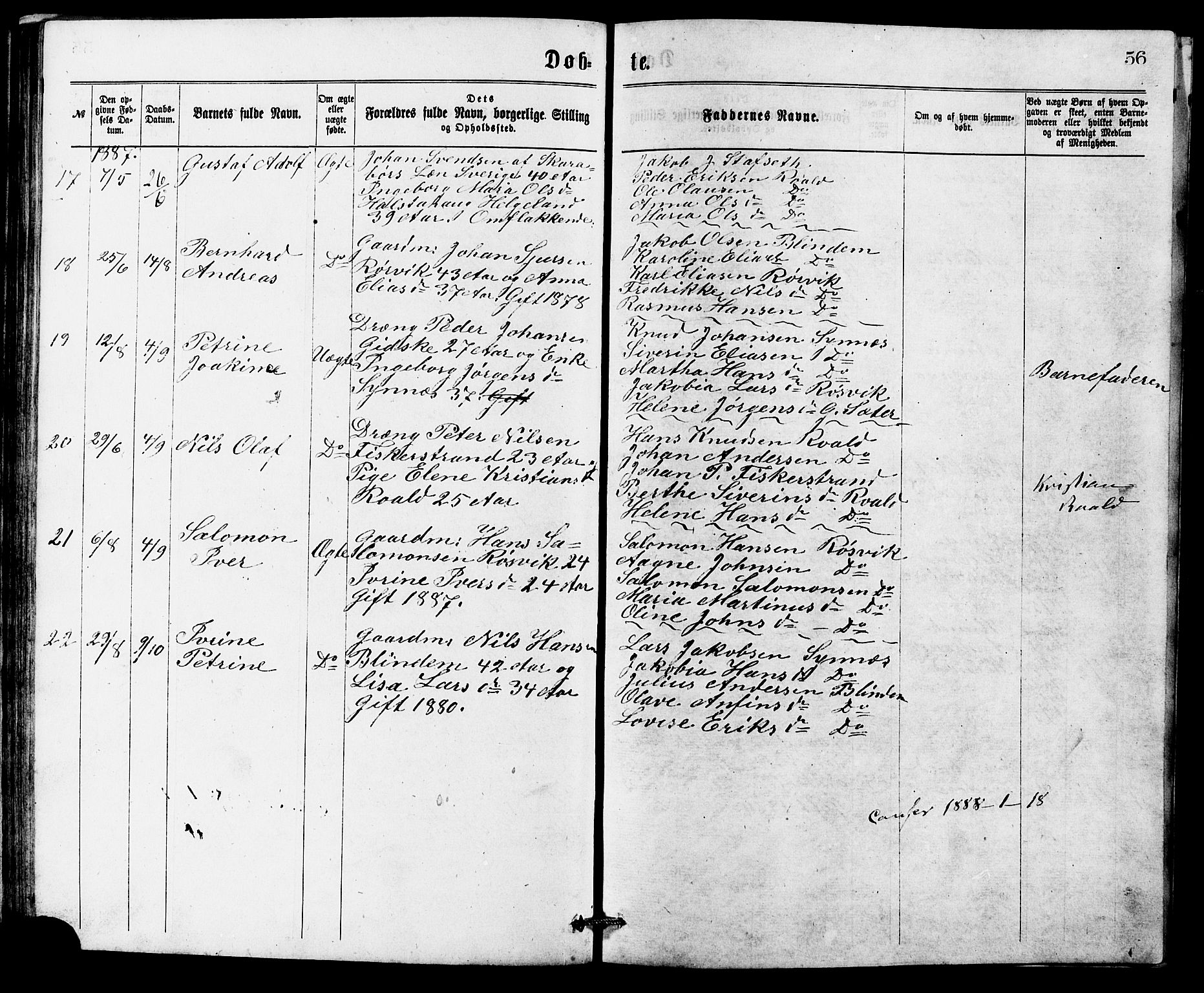 Ministerialprotokoller, klokkerbøker og fødselsregistre - Møre og Romsdal, SAT/A-1454/537/L0521: Parish register (copy) no. 537C02, 1869-1888, p. 56