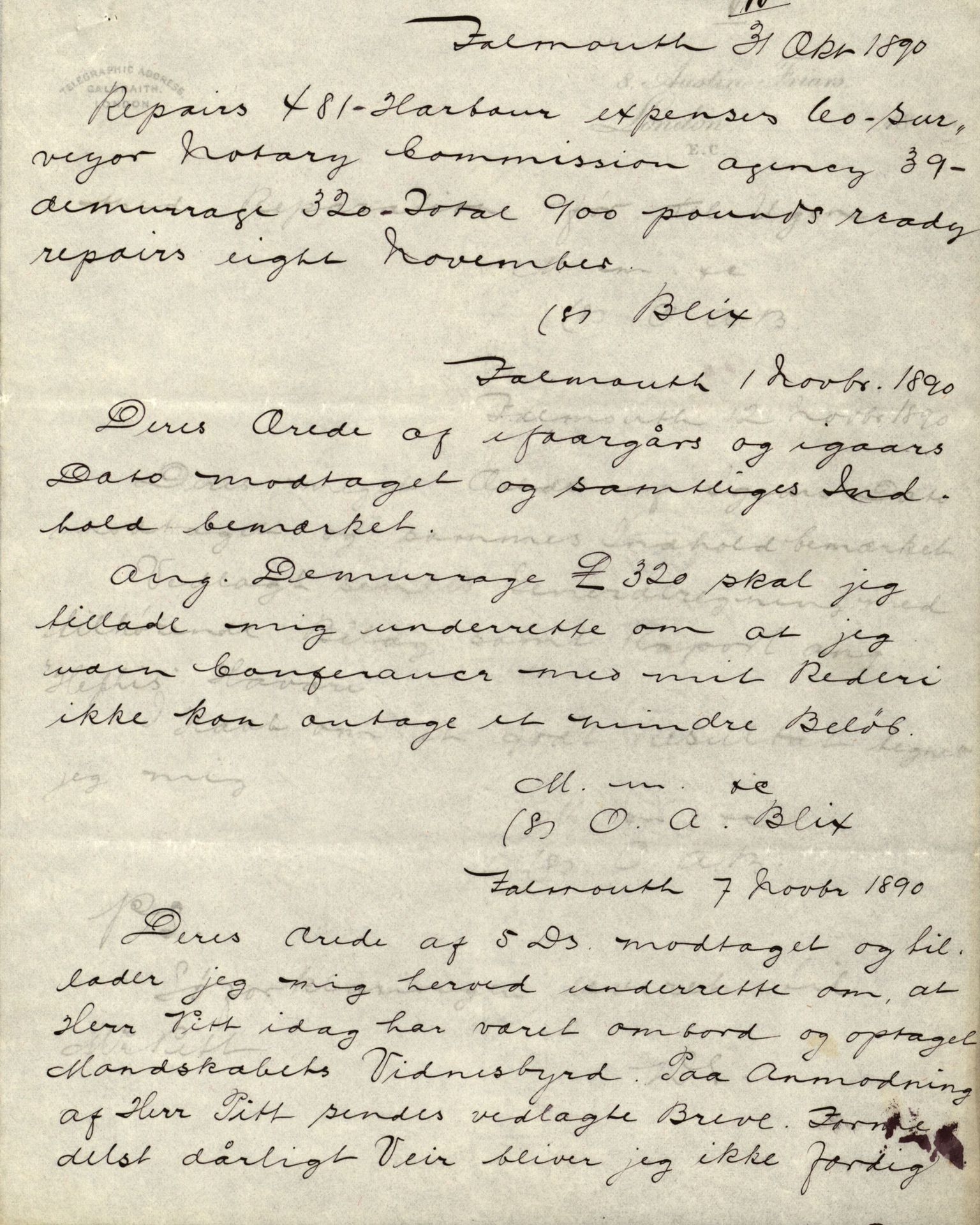 Pa 63 - Østlandske skibsassuranceforening, VEMU/A-1079/G/Ga/L0025/0004: Havaridokumenter / Imanuel, Hefhi, Guldregn, Haabet, Harald, Windsor, 1890, p. 41