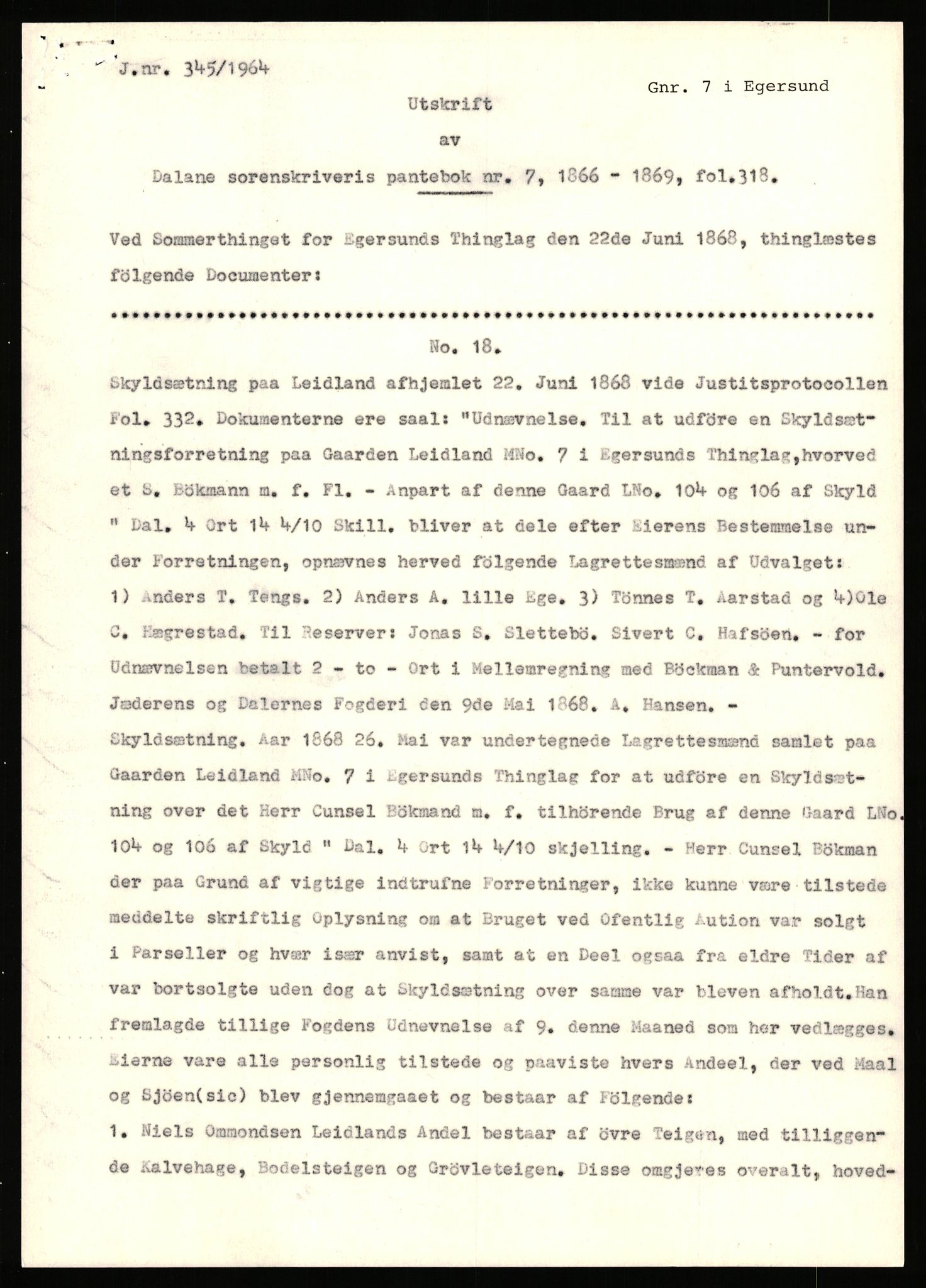 Statsarkivet i Stavanger, AV/SAST-A-101971/03/Y/Yj/L0052: Avskrifter sortert etter gårdsnavn: Landråk  - Leidland, 1750-1930, p. 586