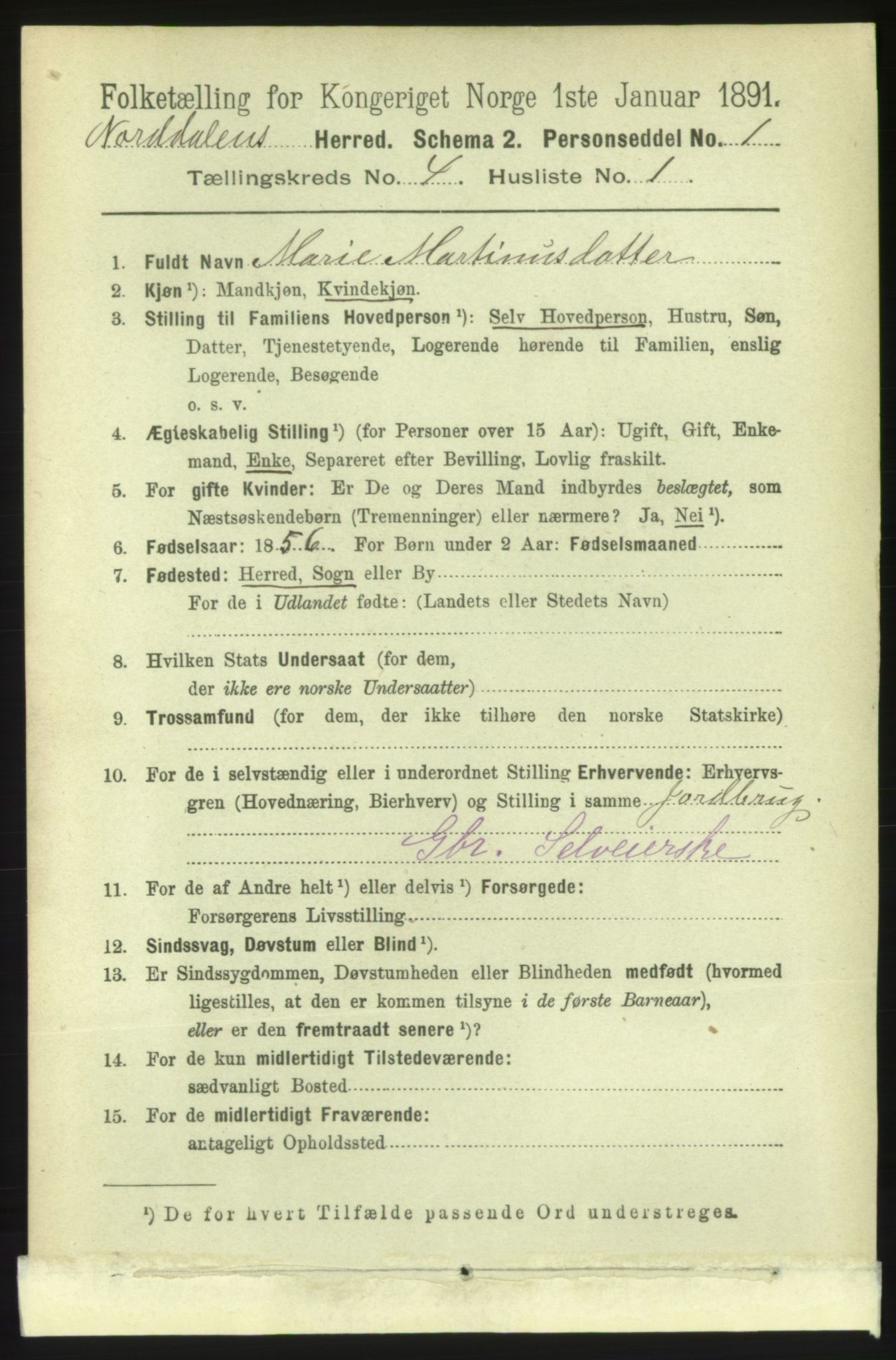 RA, 1891 census for 1524 Norddal, 1891, p. 784