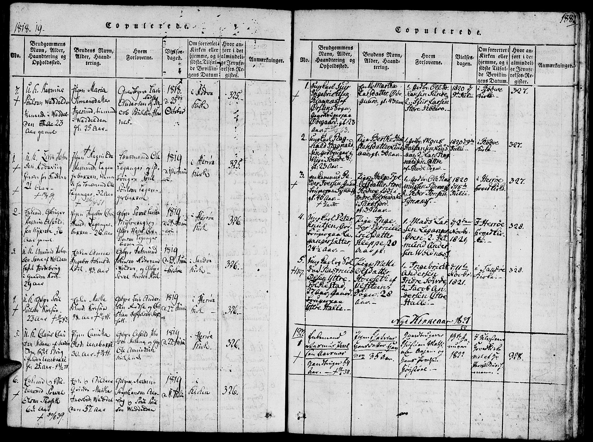 Ministerialprotokoller, klokkerbøker og fødselsregistre - Møre og Romsdal, SAT/A-1454/504/L0054: Parish register (official) no. 504A01, 1816-1861, p. 188
