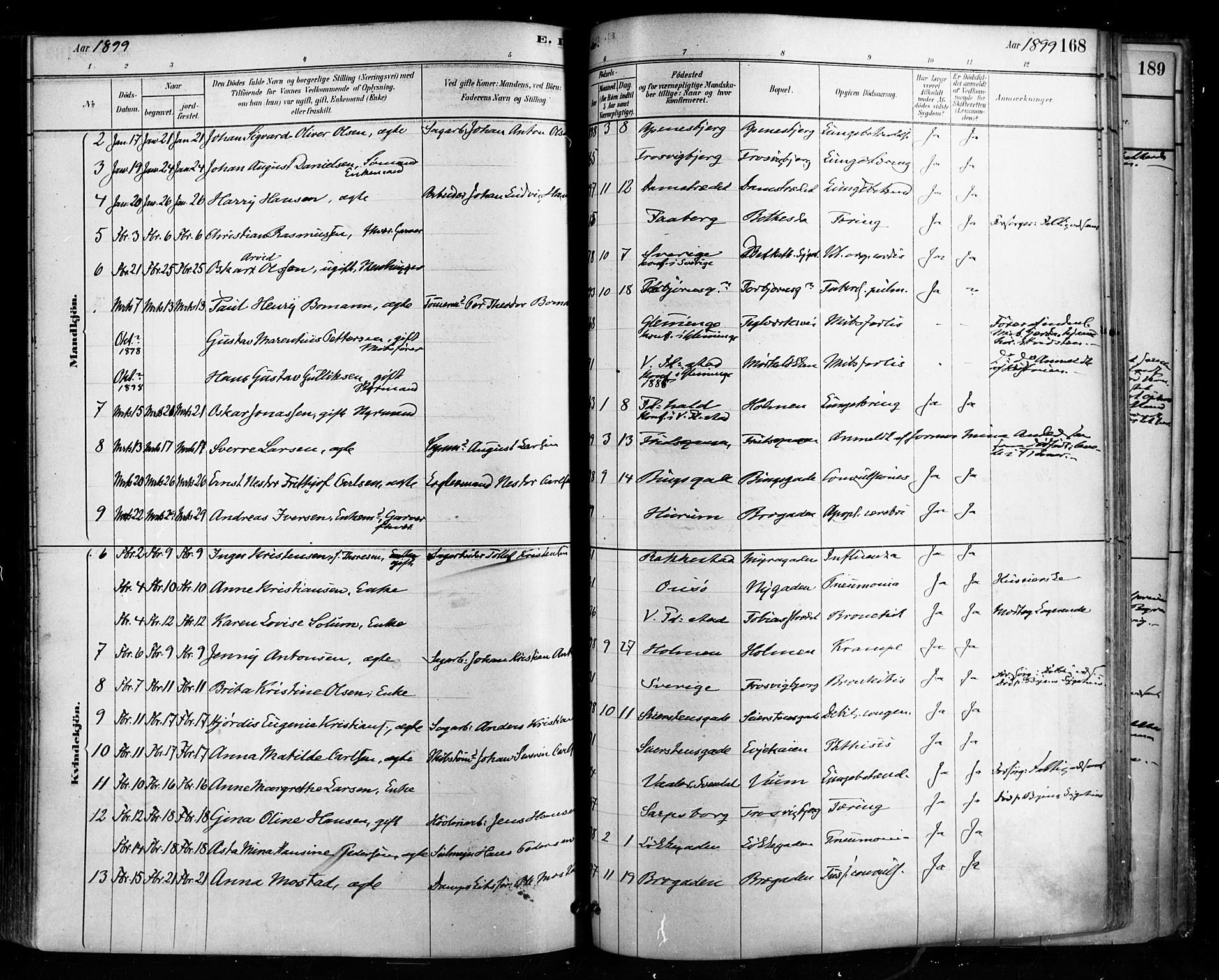 Fredrikstad domkirkes prestekontor Kirkebøker, AV/SAO-A-10906/F/Fa/L0003: Parish register (official) no. 3, 1878-1904, p. 168