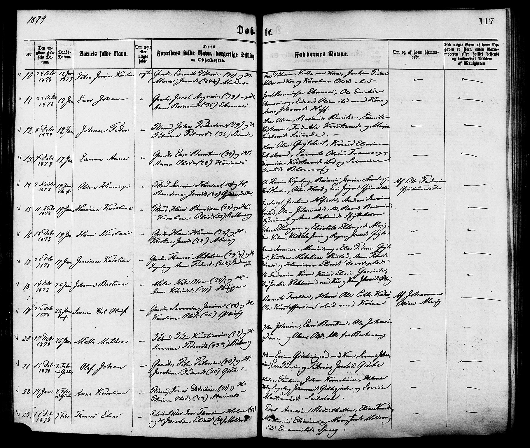 Ministerialprotokoller, klokkerbøker og fødselsregistre - Møre og Romsdal, AV/SAT-A-1454/528/L0400: Parish register (official) no. 528A11, 1871-1879, p. 117