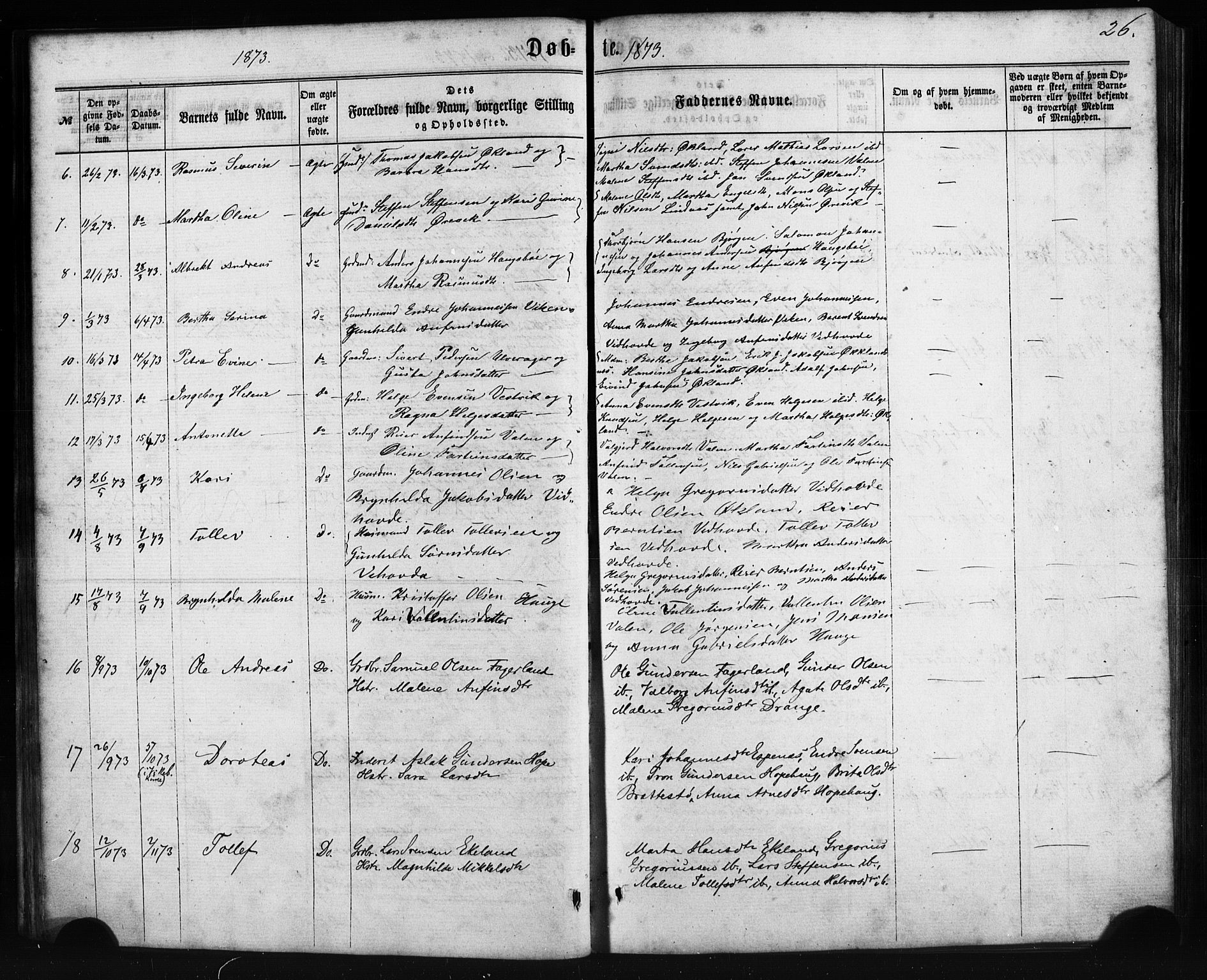 Sveio Sokneprestembete, AV/SAB-A-78501/H/Haa: Parish register (official) no. C 1, 1862-1880, p. 26