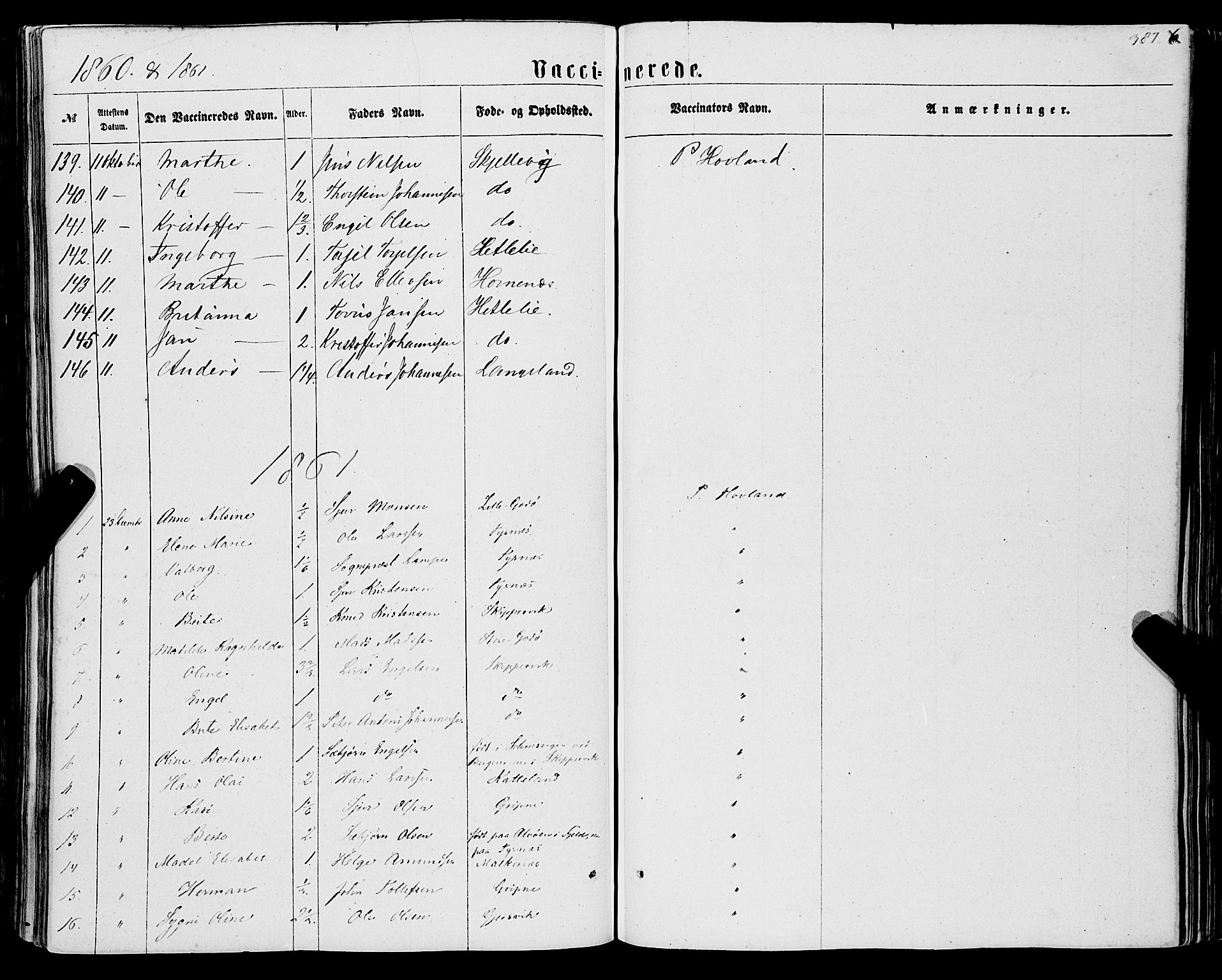 Tysnes sokneprestembete, AV/SAB-A-78601/H/Haa: Parish register (official) no. A 11, 1860-1871, p. 387