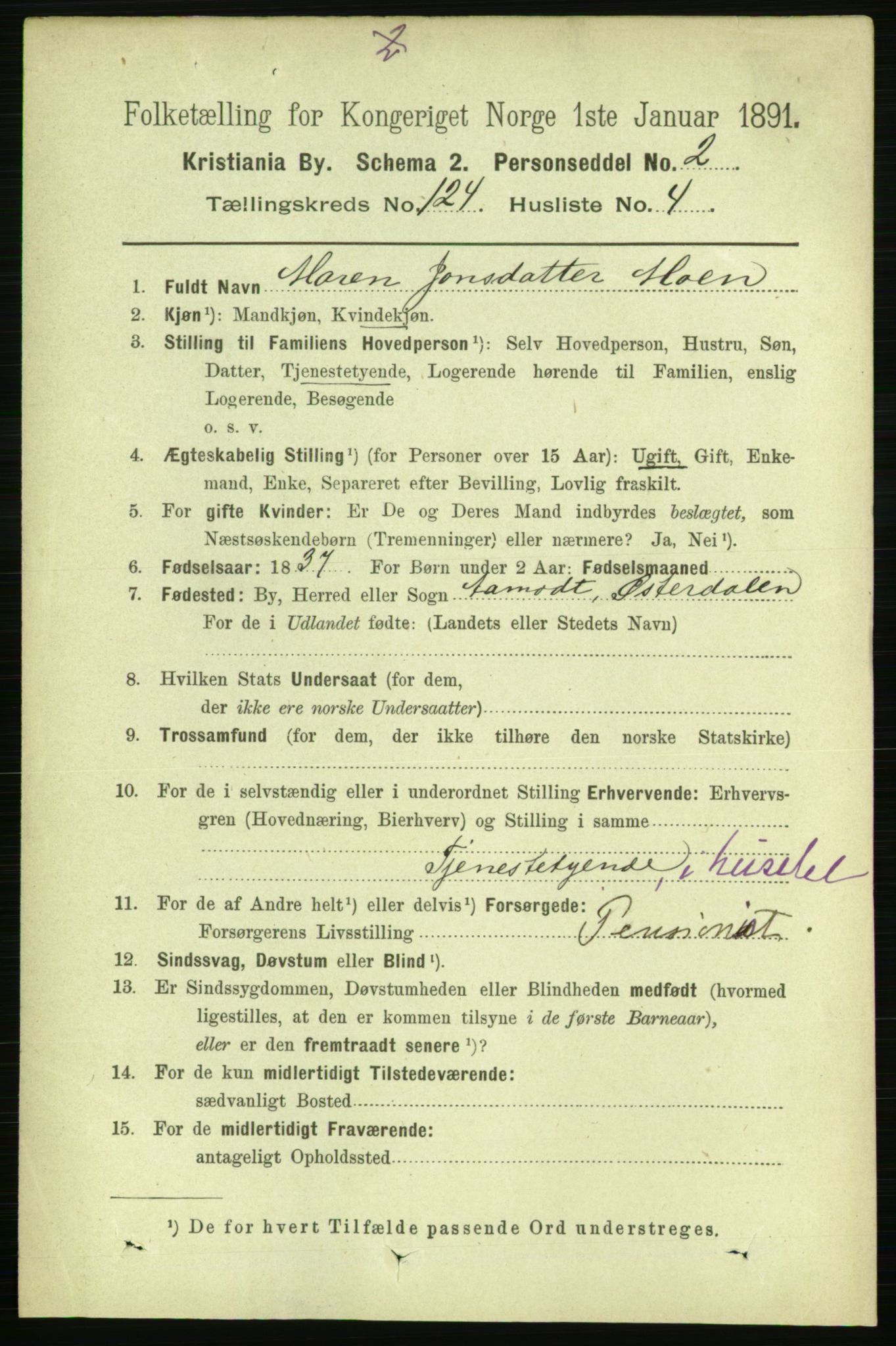 RA, 1891 census for 0301 Kristiania, 1891, p. 65346