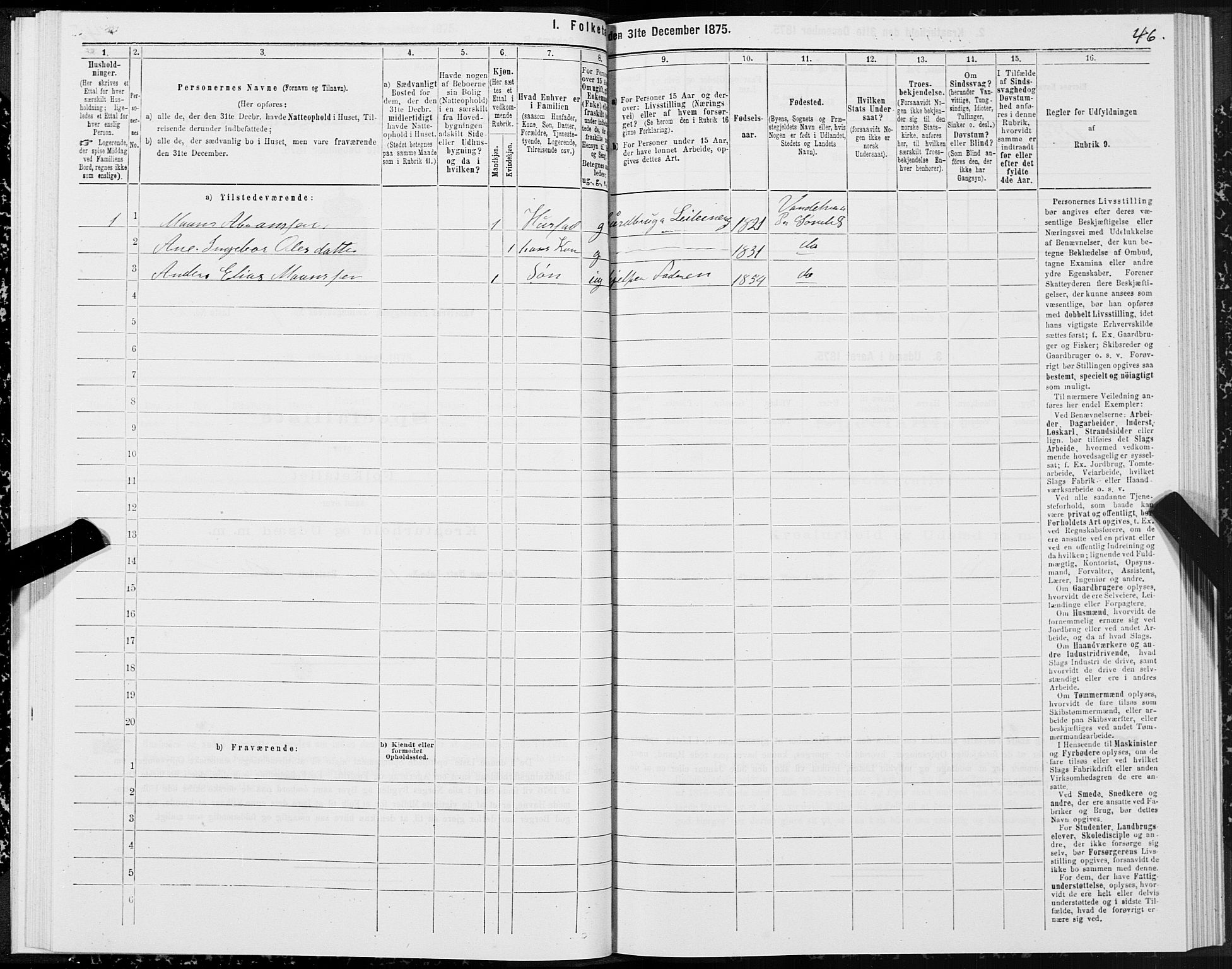 SAT, 1875 census for 1511P Vanylven, 1875, p. 4046