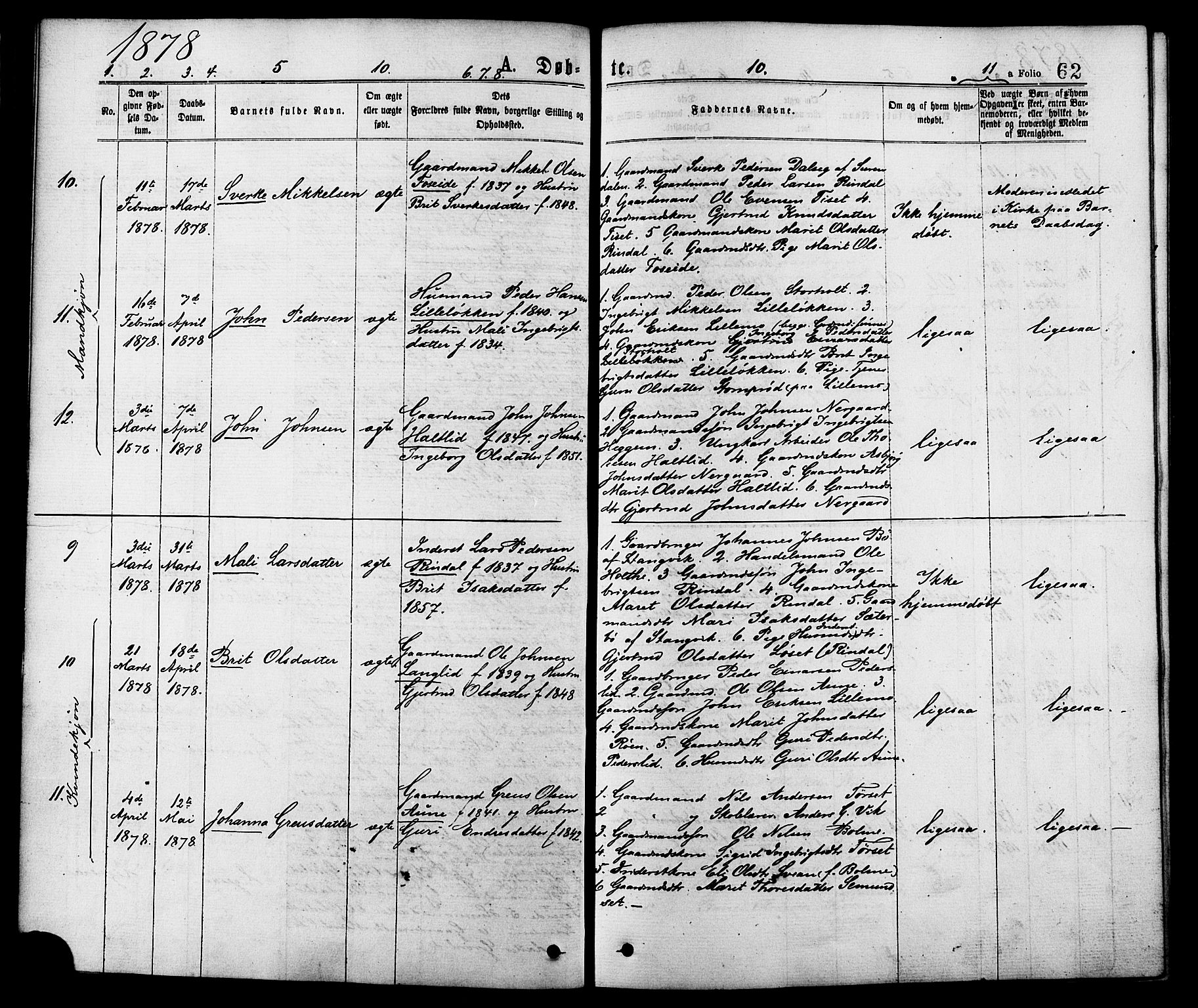 Ministerialprotokoller, klokkerbøker og fødselsregistre - Møre og Romsdal, AV/SAT-A-1454/598/L1068: Parish register (official) no. 598A02, 1872-1881, p. 62