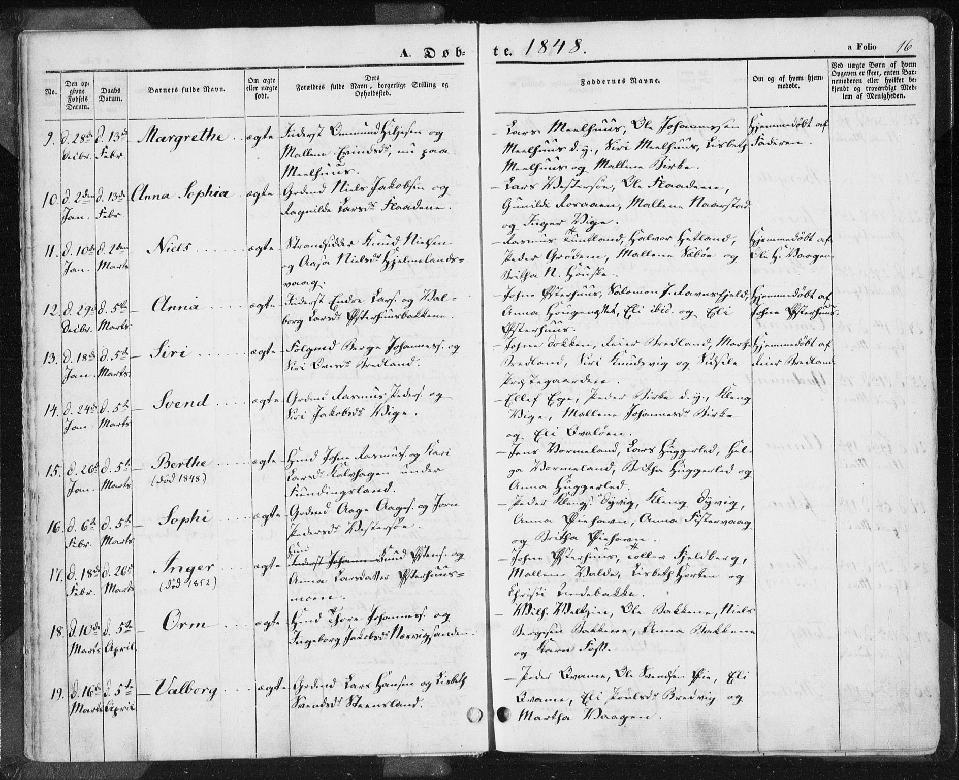 Hjelmeland sokneprestkontor, AV/SAST-A-101843/01/IV/L0009: Parish register (official) no. A 9, 1846-1860, p. 16