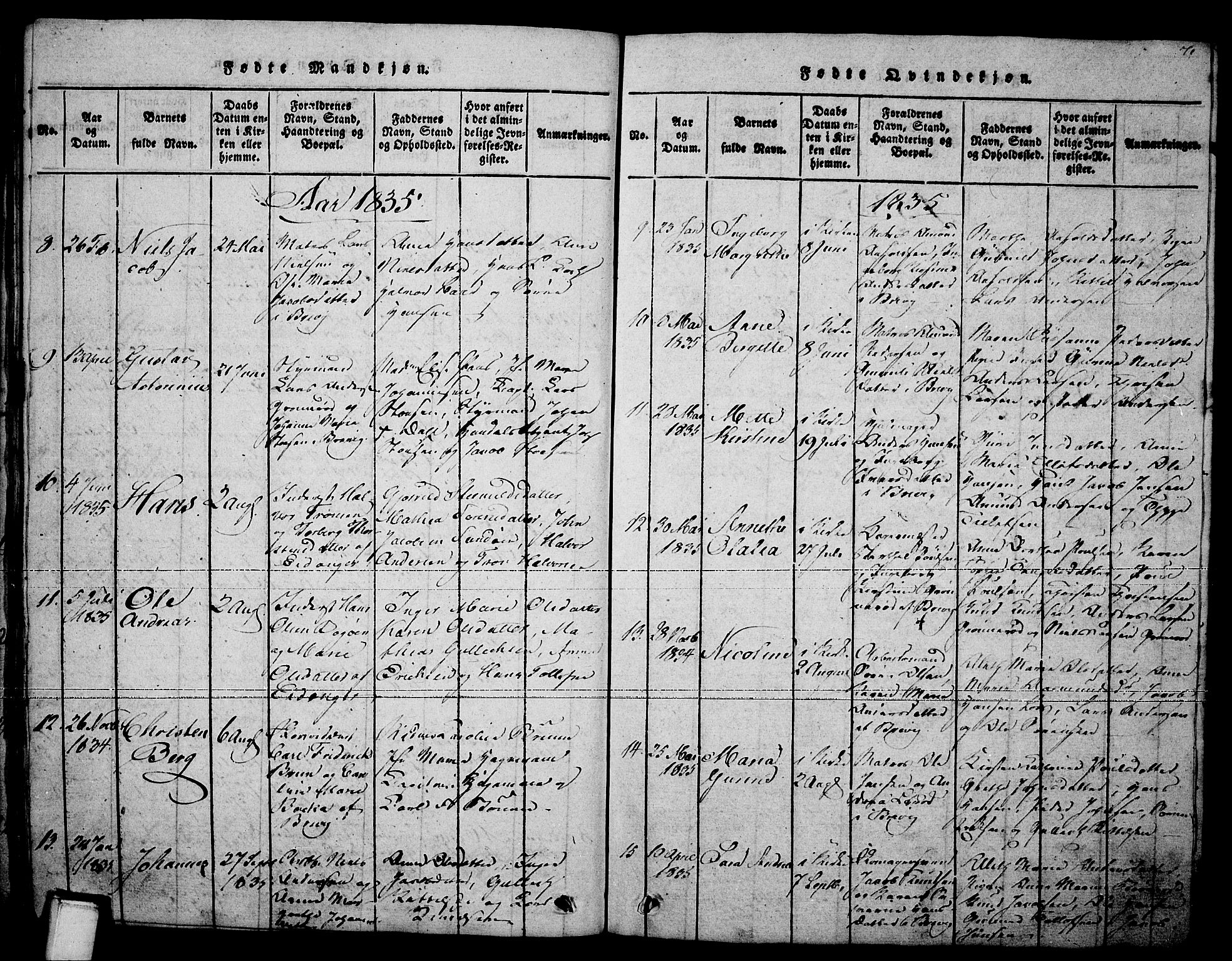 Brevik kirkebøker, AV/SAKO-A-255/F/Fa/L0004: Parish register (official) no. 4, 1814-1846, p. 71