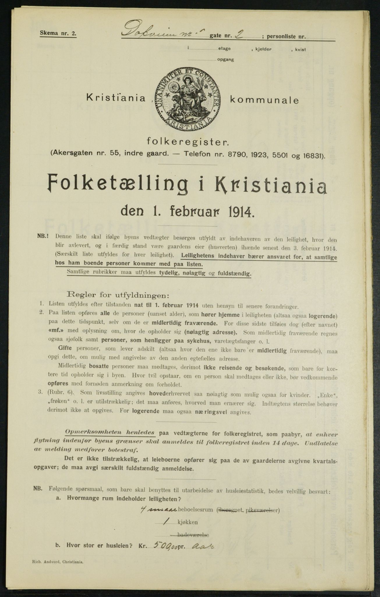 OBA, Municipal Census 1914 for Kristiania, 1914, p. 15992