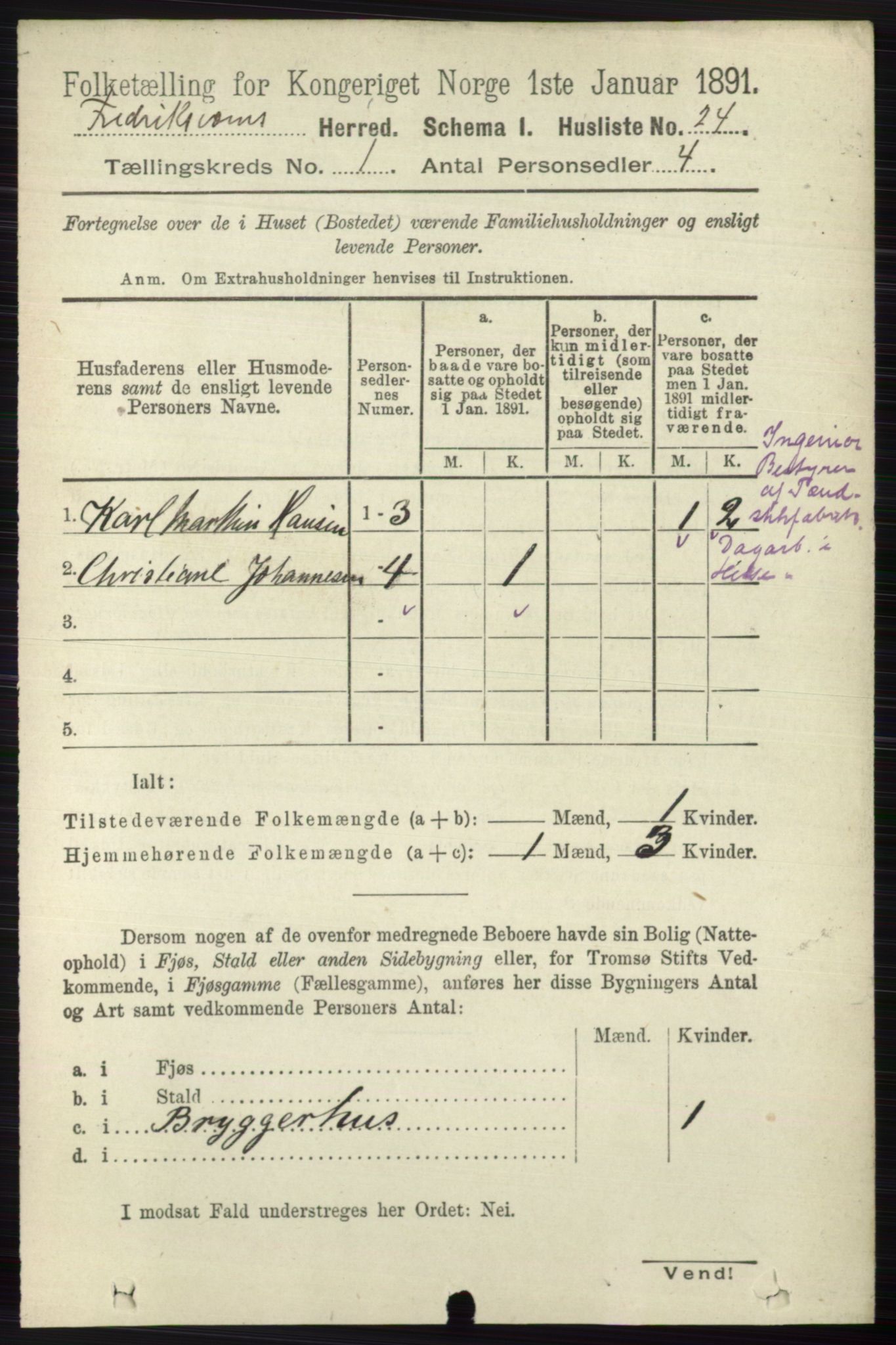 RA, 1891 census for 0798 Fredriksvern, 1891, p. 40