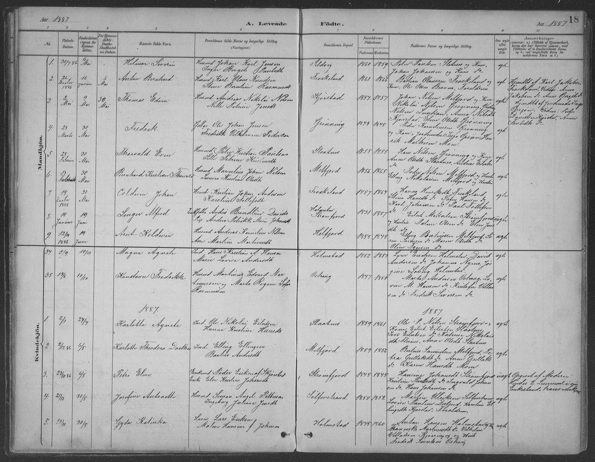 Ministerialprotokoller, klokkerbøker og fødselsregistre - Nordland, AV/SAT-A-1459/890/L1290: Parish register (copy) no. 890C01, 1882-1911, p. 18