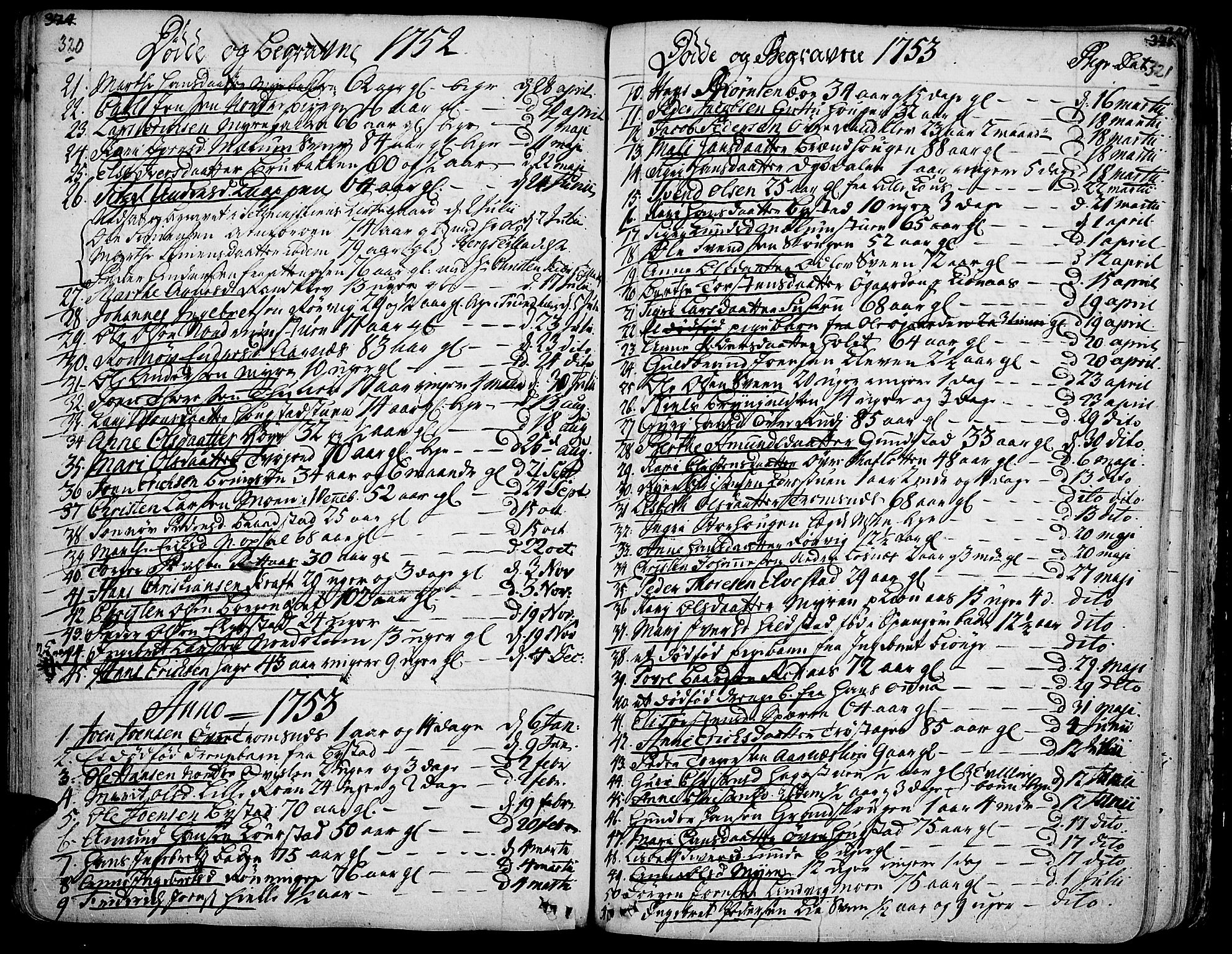 Ringebu prestekontor, AV/SAH-PREST-082/H/Ha/Haa/L0002: Parish register (official) no. 2, 1734-1780, p. 320-321