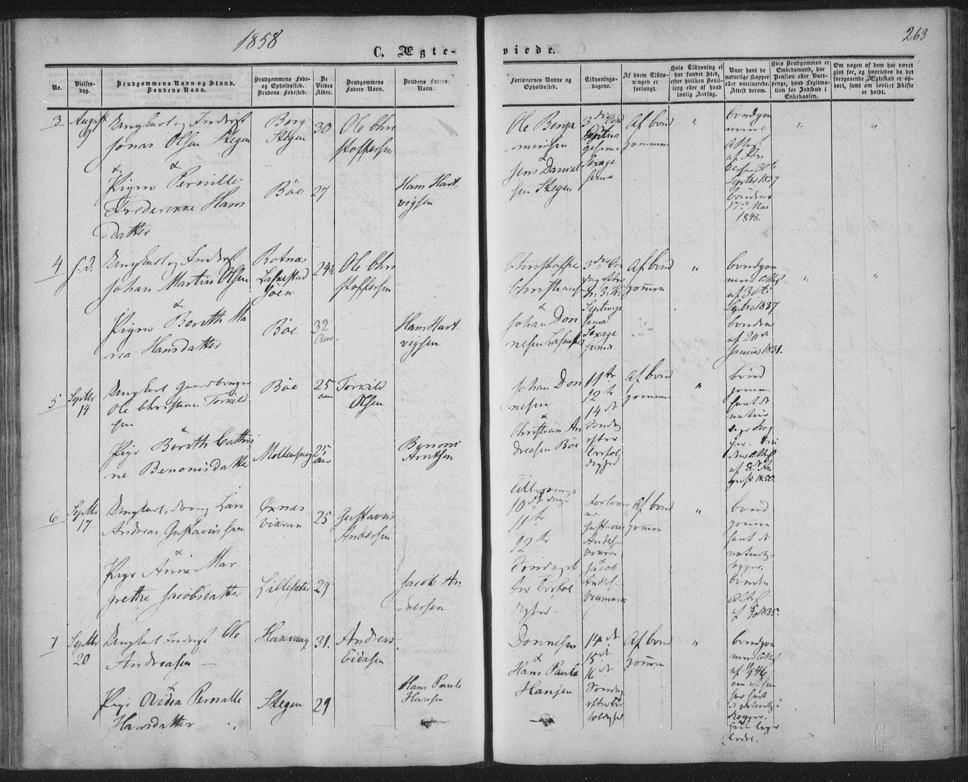 Ministerialprotokoller, klokkerbøker og fødselsregistre - Nordland, AV/SAT-A-1459/855/L0800: Parish register (official) no. 855A08, 1852-1864, p. 263