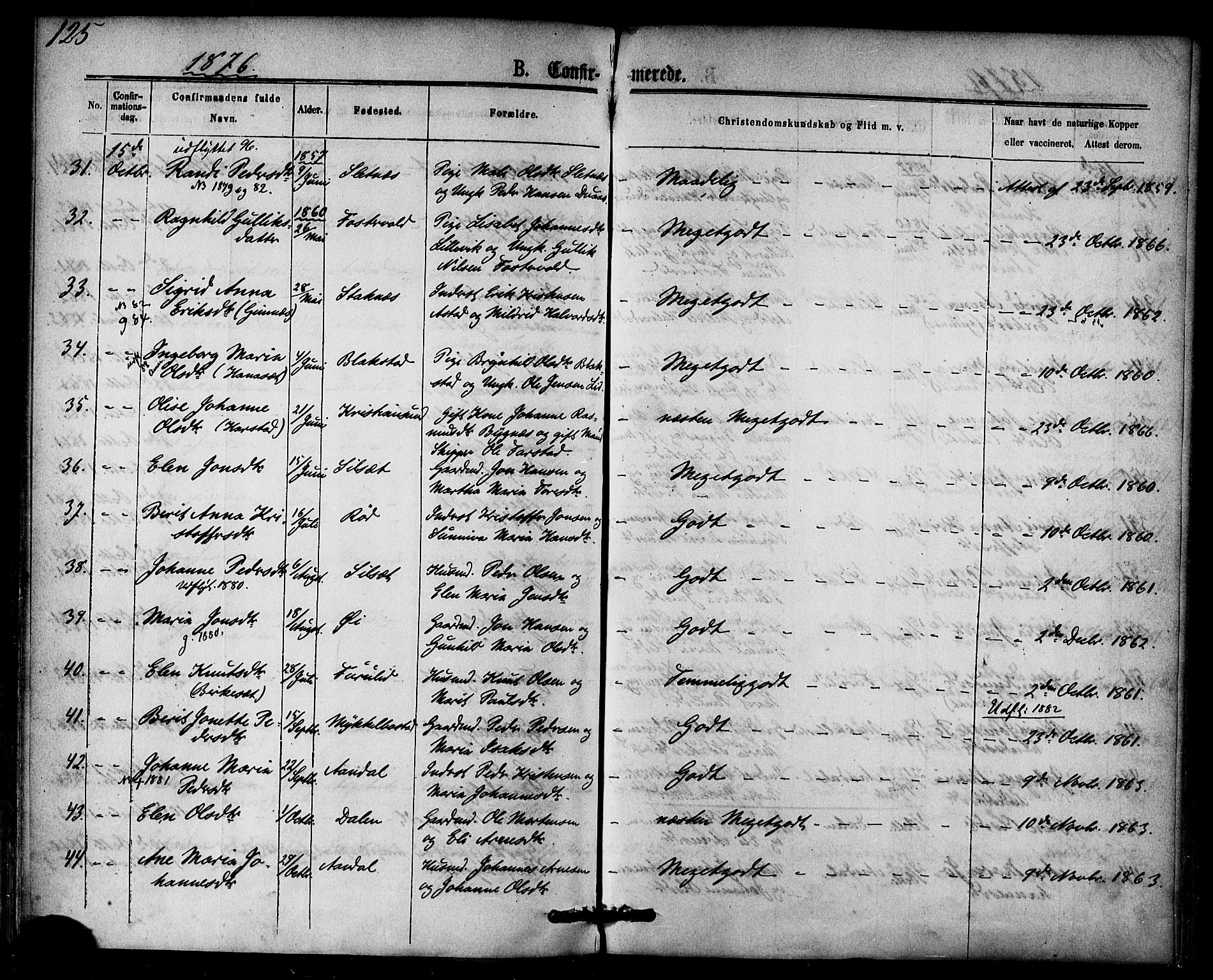 Ministerialprotokoller, klokkerbøker og fødselsregistre - Møre og Romsdal, SAT/A-1454/584/L0966: Parish register (official) no. 584A06, 1869-1878, p. 125