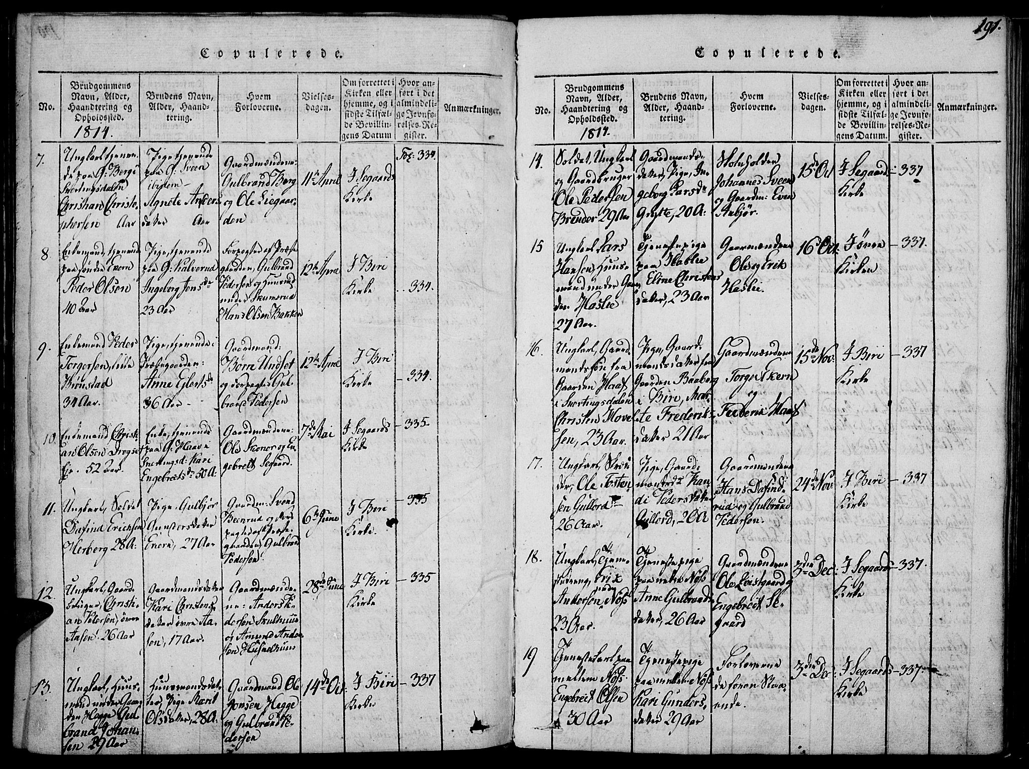Biri prestekontor, SAH/PREST-096/H/Ha/Haa/L0003: Parish register (official) no. 3, 1814-1828, p. 191