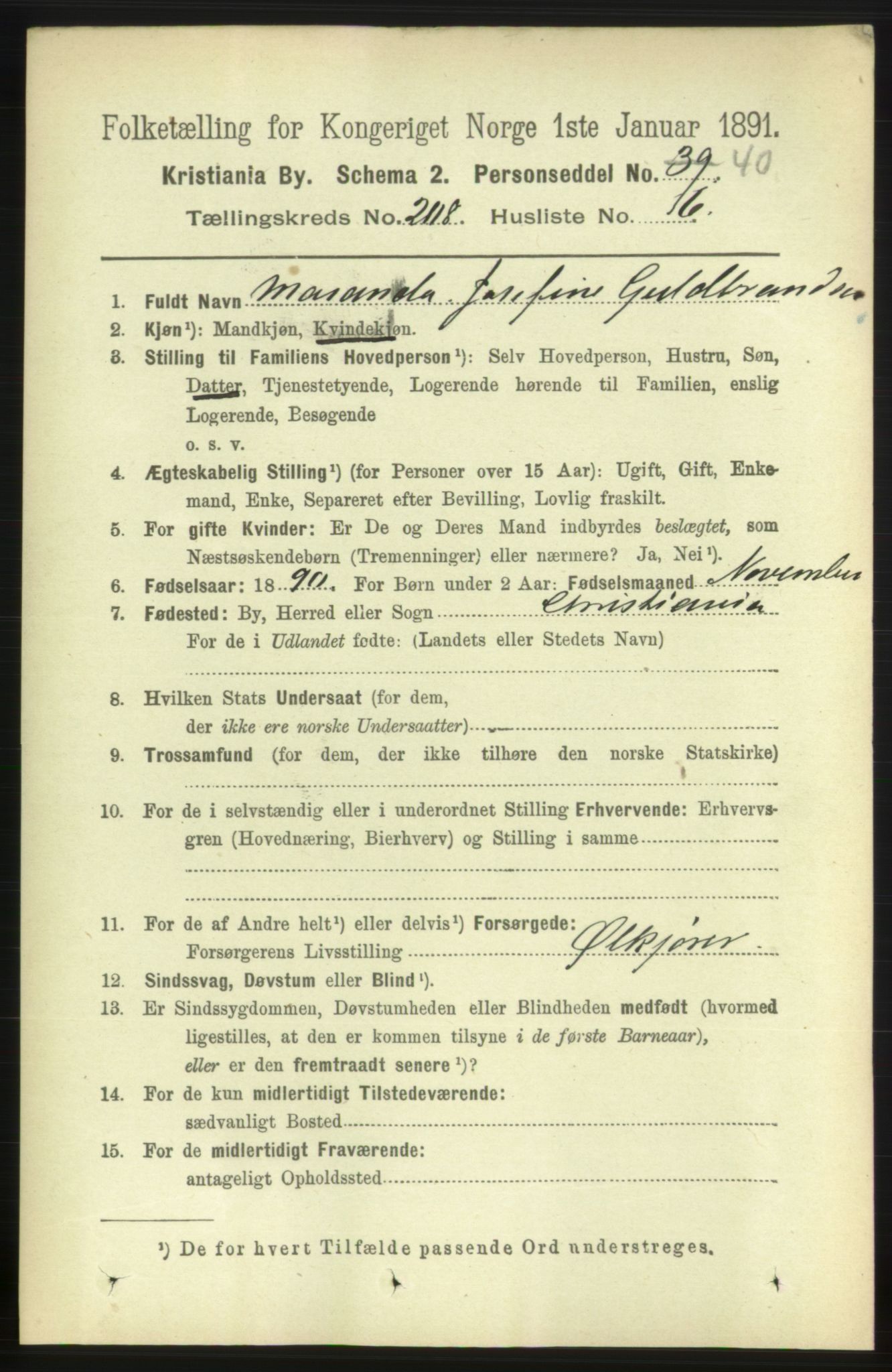 RA, 1891 census for 0301 Kristiania, 1891, p. 124988