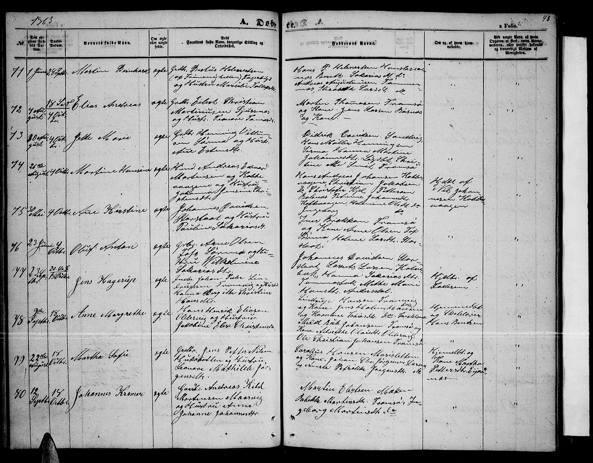 Tromsøysund sokneprestkontor, AV/SATØ-S-1304/G/Gb/L0001klokker: Parish register (copy) no. 1, 1857-1869, p. 48