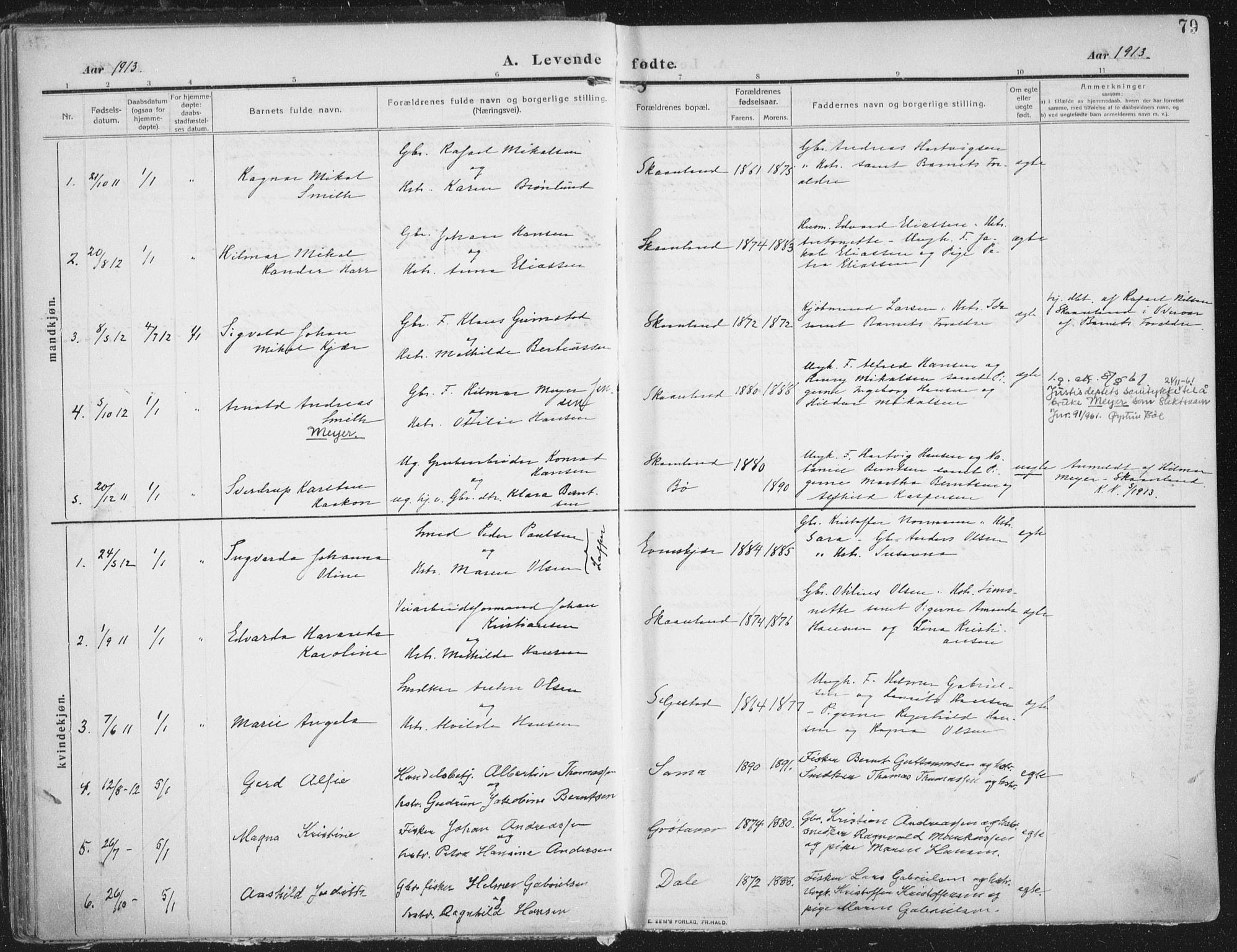 Trondenes sokneprestkontor, SATØ/S-1319/H/Ha/L0018kirke: Parish register (official) no. 18, 1909-1918, p. 79