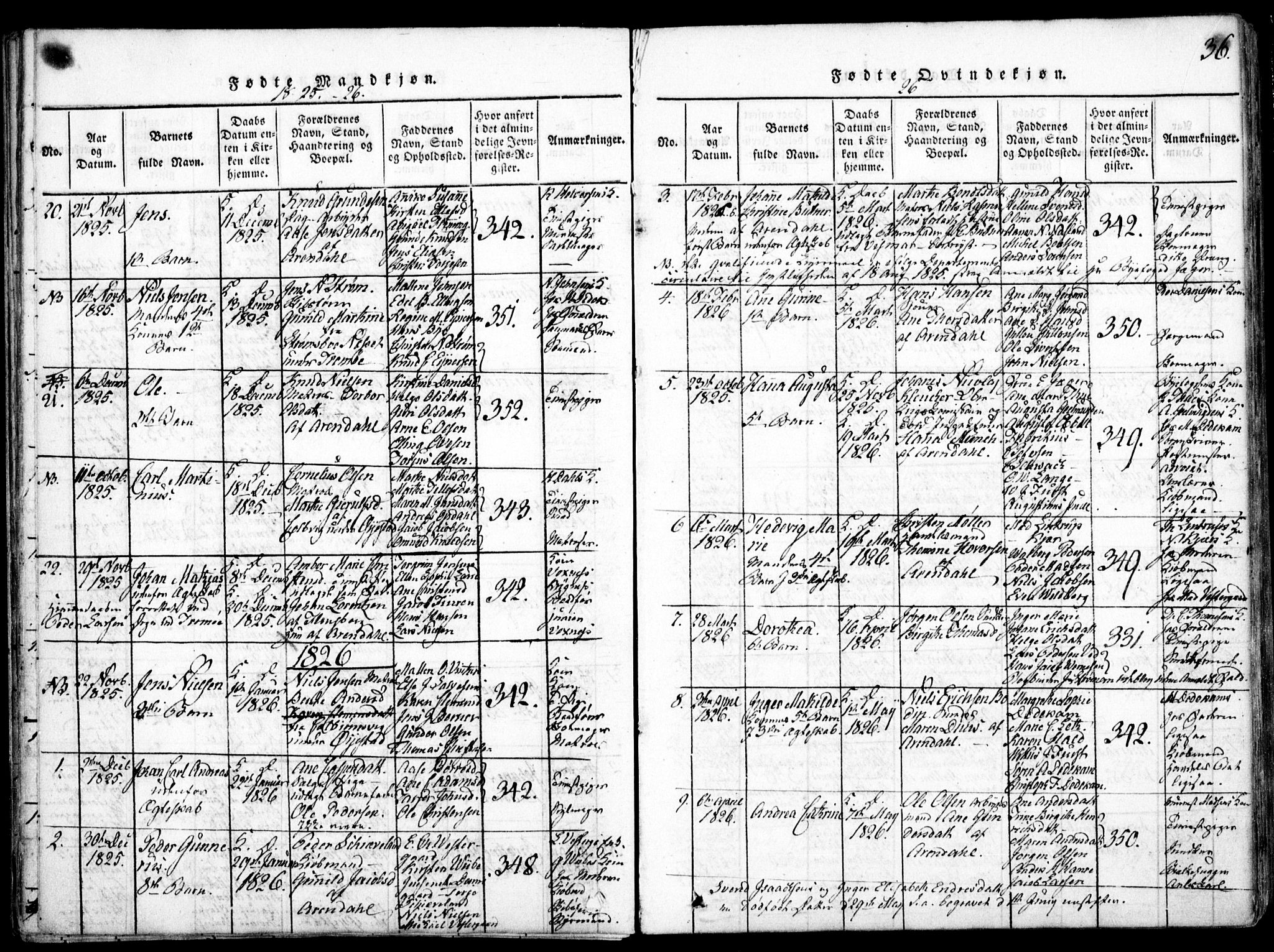 Arendal sokneprestkontor, Trefoldighet, AV/SAK-1111-0040/F/Fa/L0004: Parish register (official) no. A 4, 1816-1839, p. 36