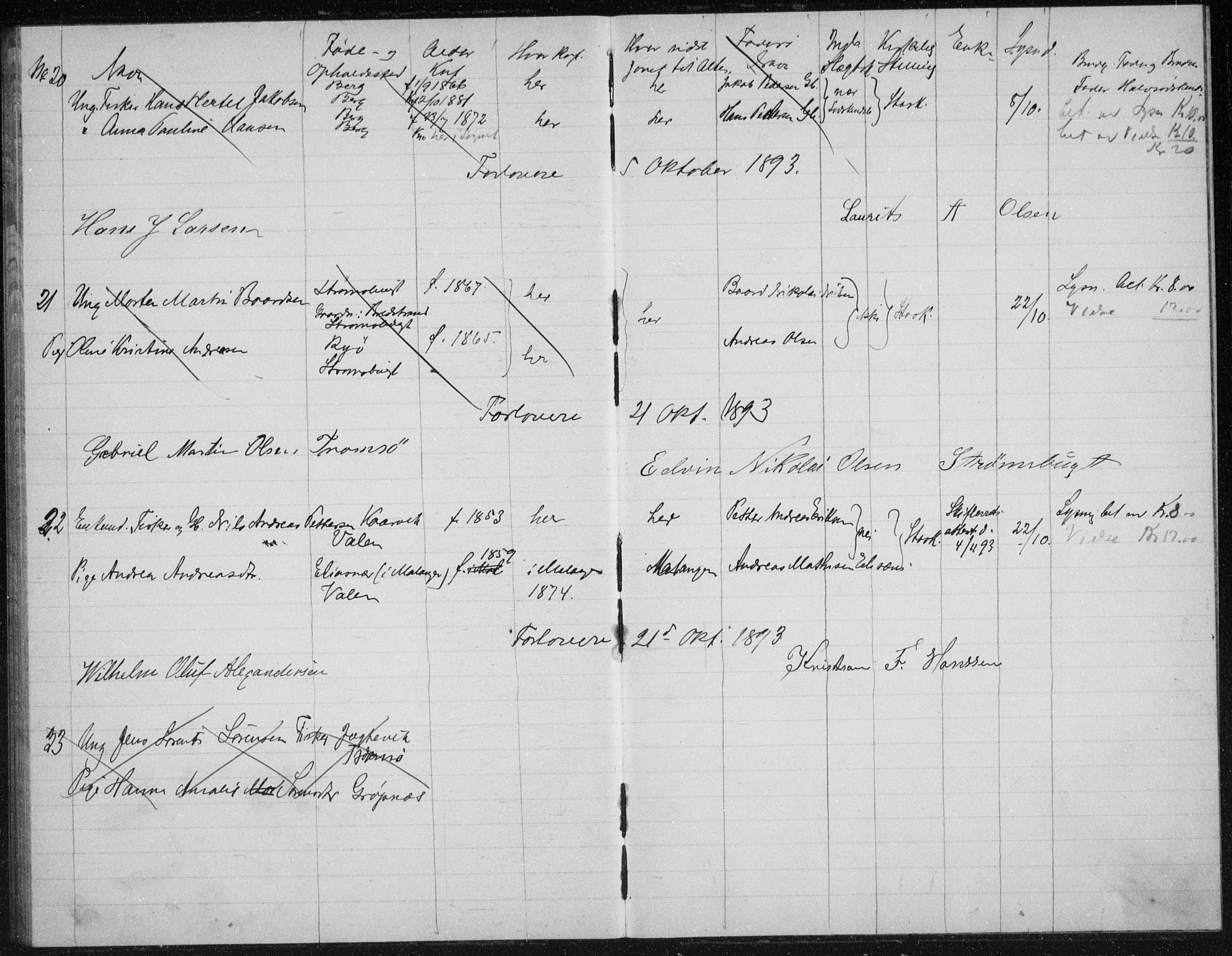 Tromsøysund sokneprestkontor, AV/SATØ-S-1304/H/Hc/L0057: Banns register no. 57, 1887-1894