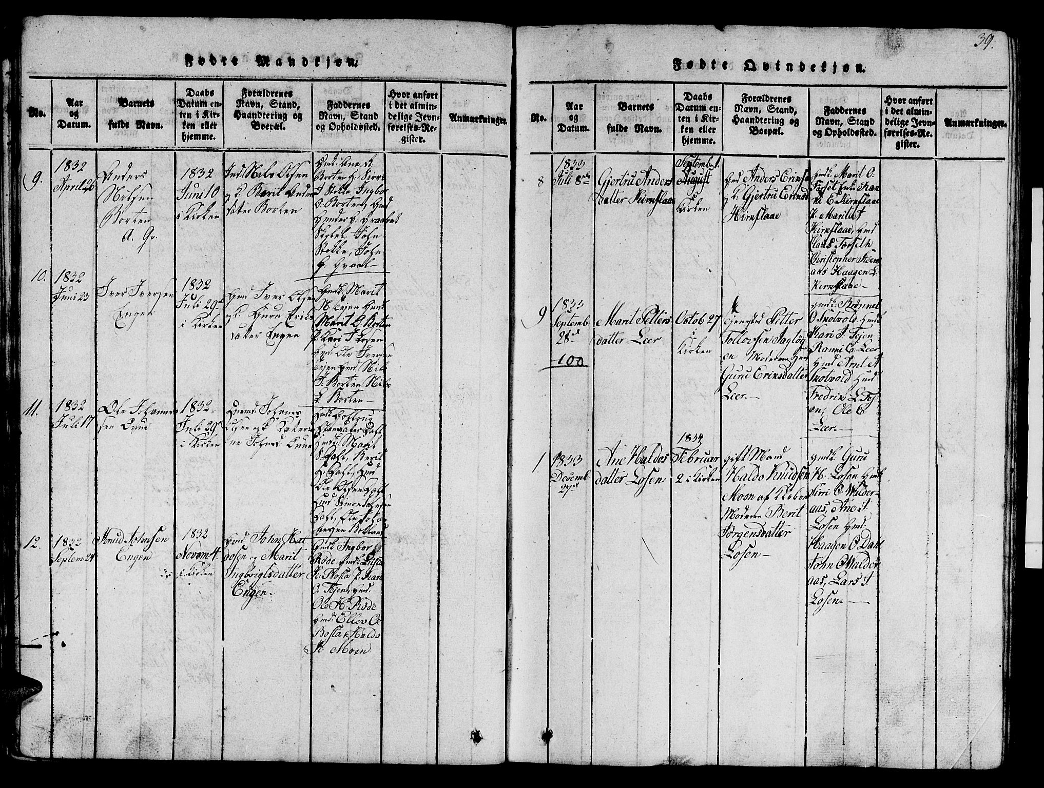 Ministerialprotokoller, klokkerbøker og fødselsregistre - Sør-Trøndelag, SAT/A-1456/693/L1121: Parish register (copy) no. 693C02, 1816-1869, p. 39