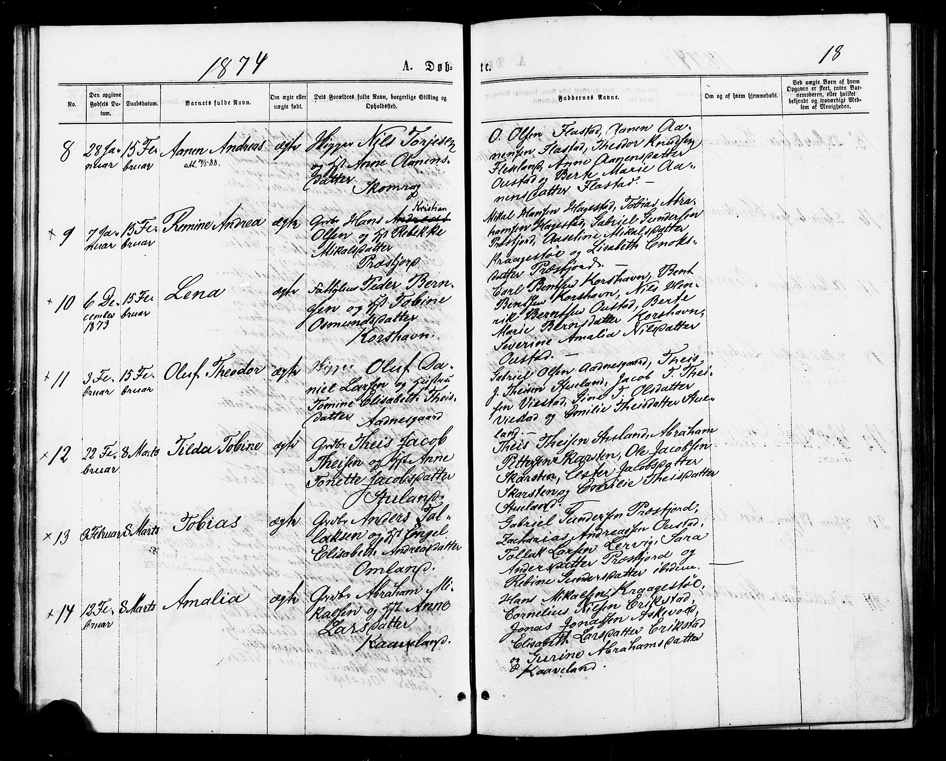 Lyngdal sokneprestkontor, AV/SAK-1111-0029/F/Fa/Faa/L0003: Parish register (official) no. A 3, 1871-1882, p. 18