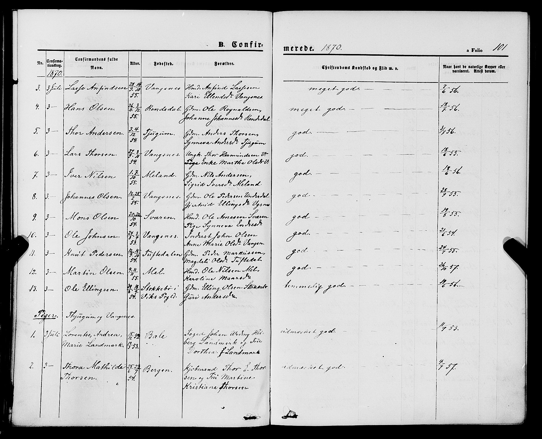 Balestrand sokneprestembete, AV/SAB-A-79601/H/Haa/Haaa/L0003: Parish register (official) no. A 3, 1867-1878, p. 101