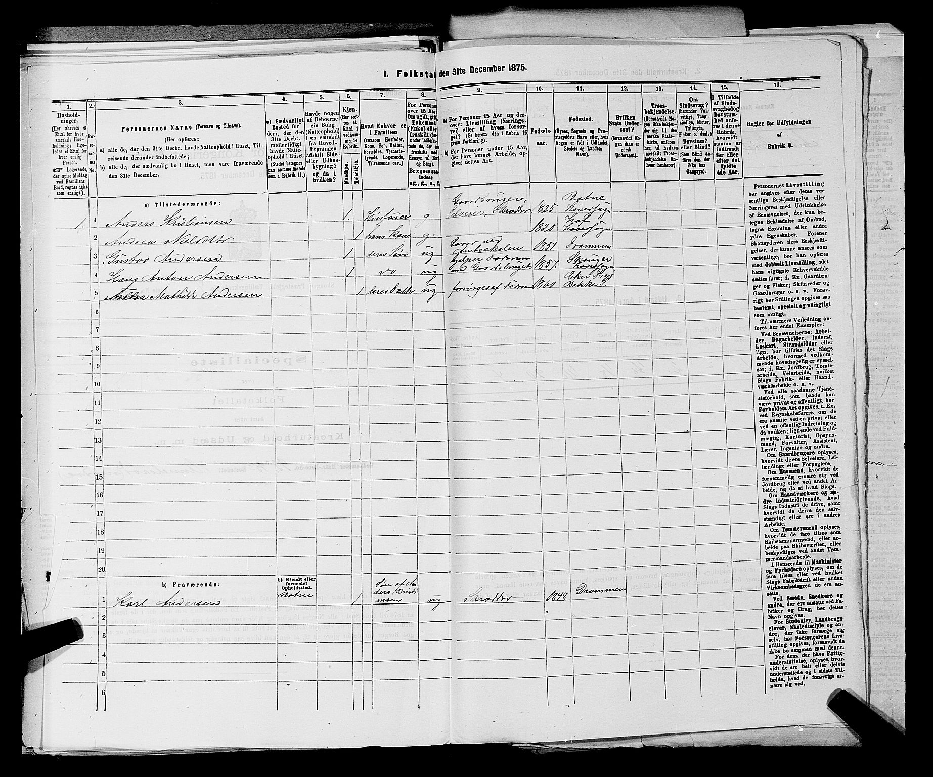 SAKO, 1875 census for 0712P Skoger, 1875, p. 606