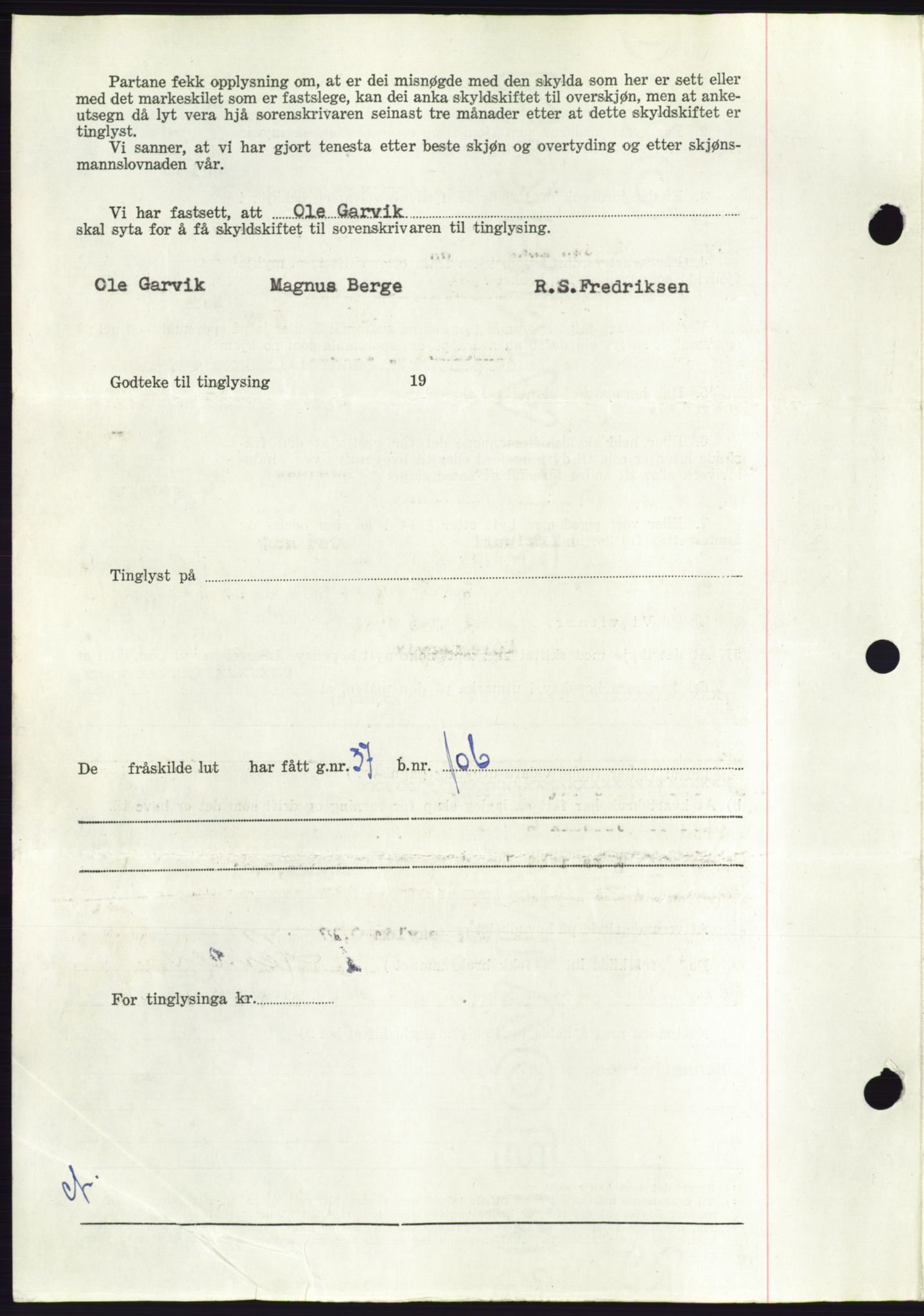 Søre Sunnmøre sorenskriveri, AV/SAT-A-4122/1/2/2C/L0092: Mortgage book no. 18A, 1952-1952, Diary no: : 1851/1952