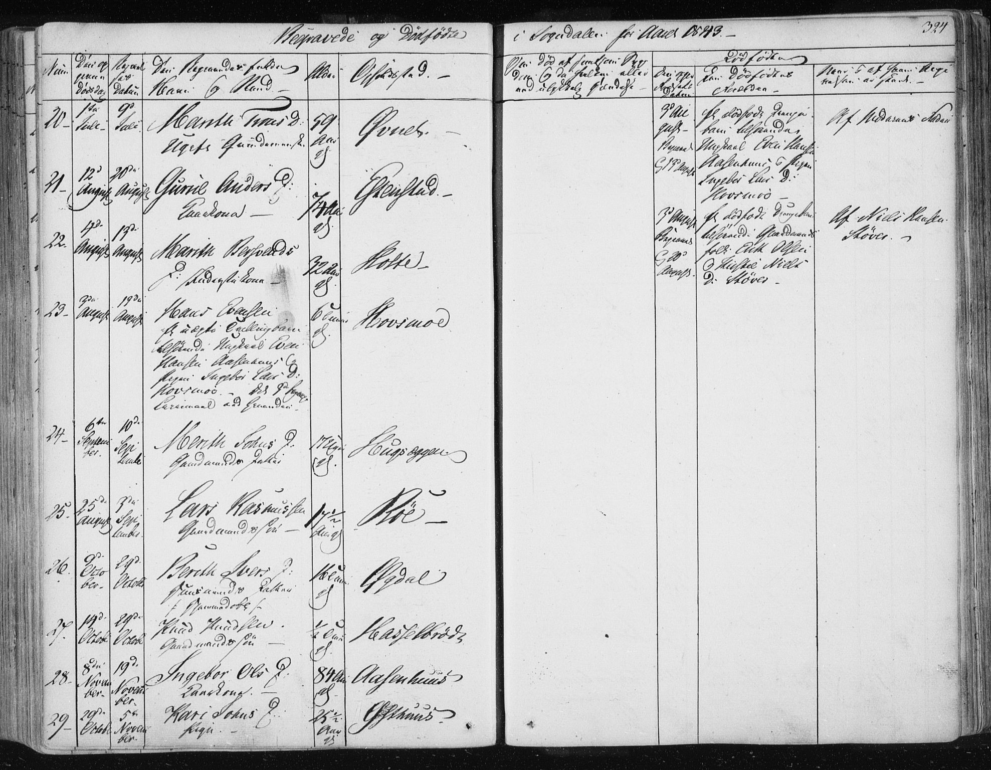 Ministerialprotokoller, klokkerbøker og fødselsregistre - Sør-Trøndelag, AV/SAT-A-1456/687/L0999: Parish register (official) no. 687A05 /3, 1843-1848, p. 324