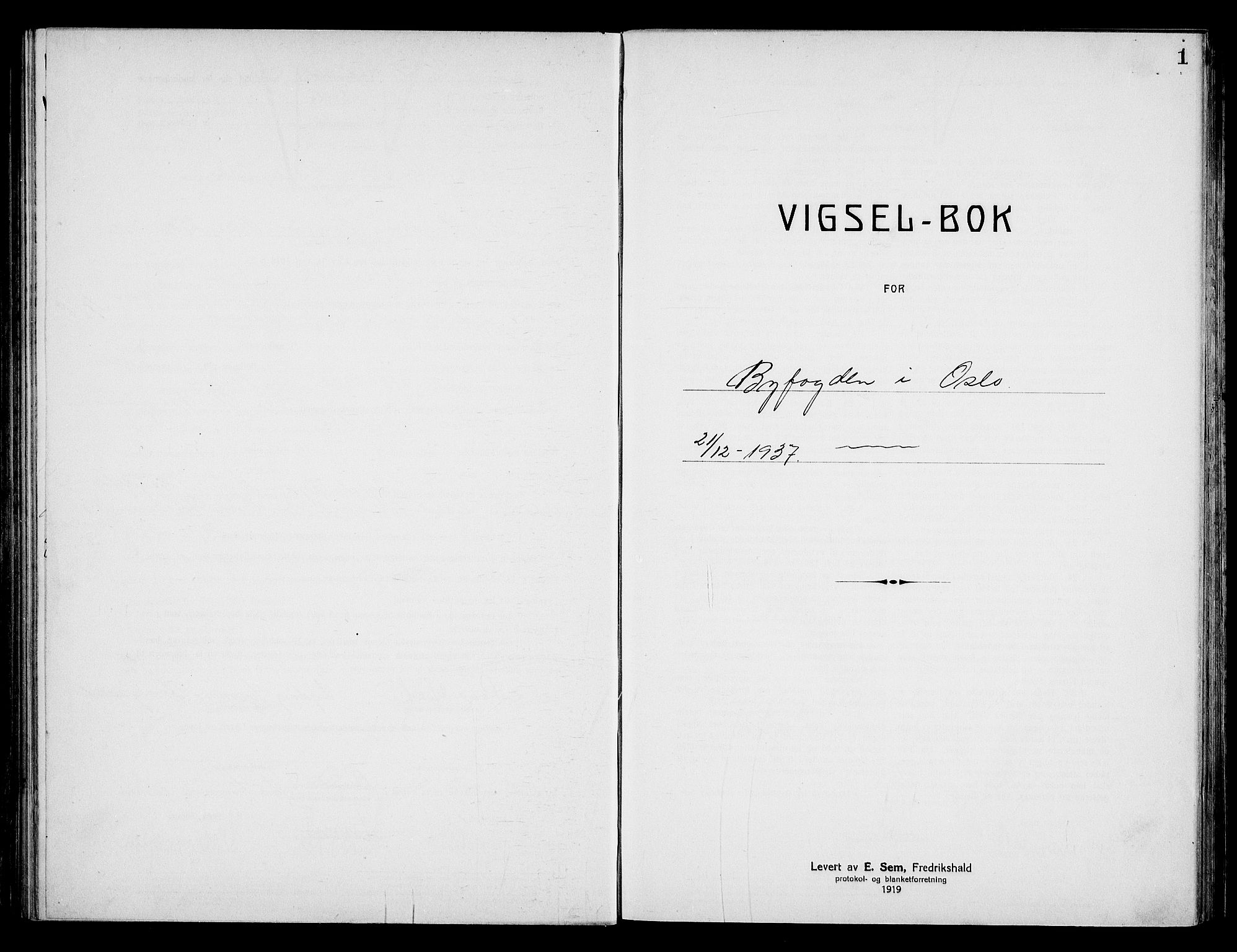 Oslo byfogd avd. I, SAO/A-10220/L/Lb/Lbb/L0028: Notarialprotokoll, rekke II: Vigsler, 1937, p. 1a
