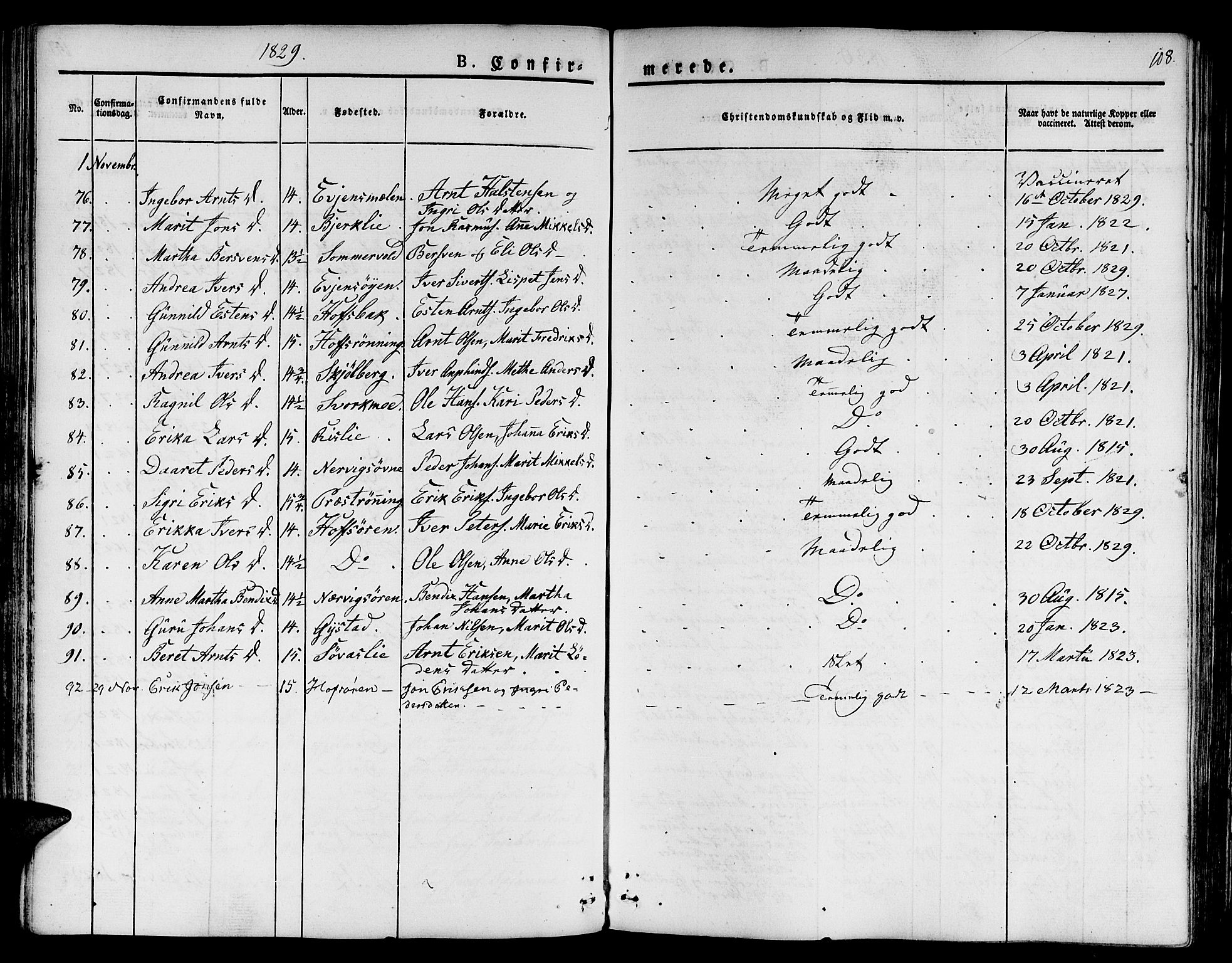 Ministerialprotokoller, klokkerbøker og fødselsregistre - Sør-Trøndelag, SAT/A-1456/668/L0804: Parish register (official) no. 668A04, 1826-1839, p. 108