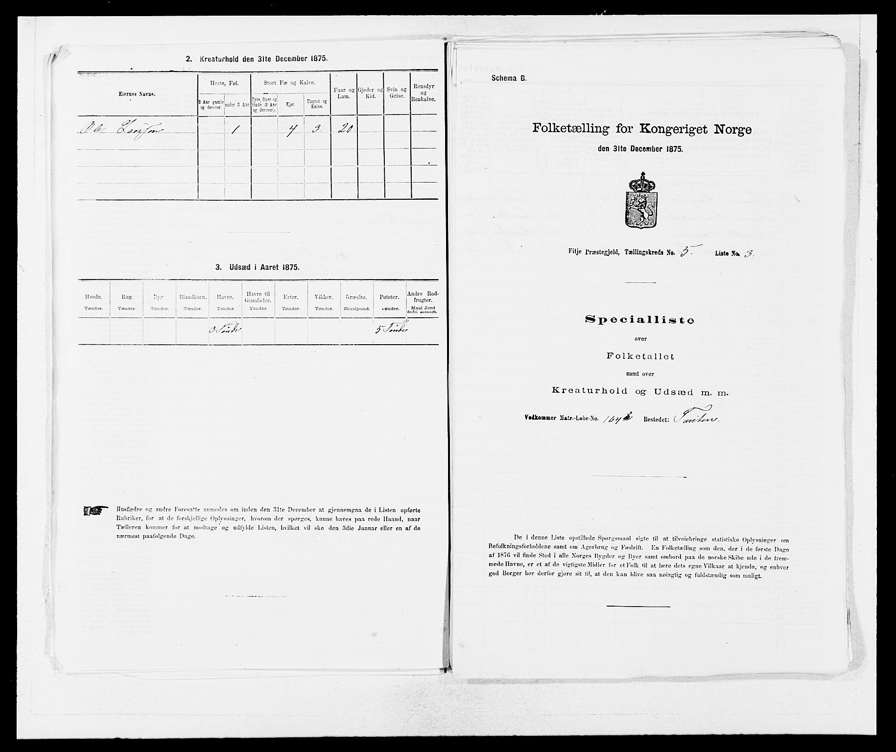 SAB, 1875 census for 1222P Fitjar, 1875, p. 583