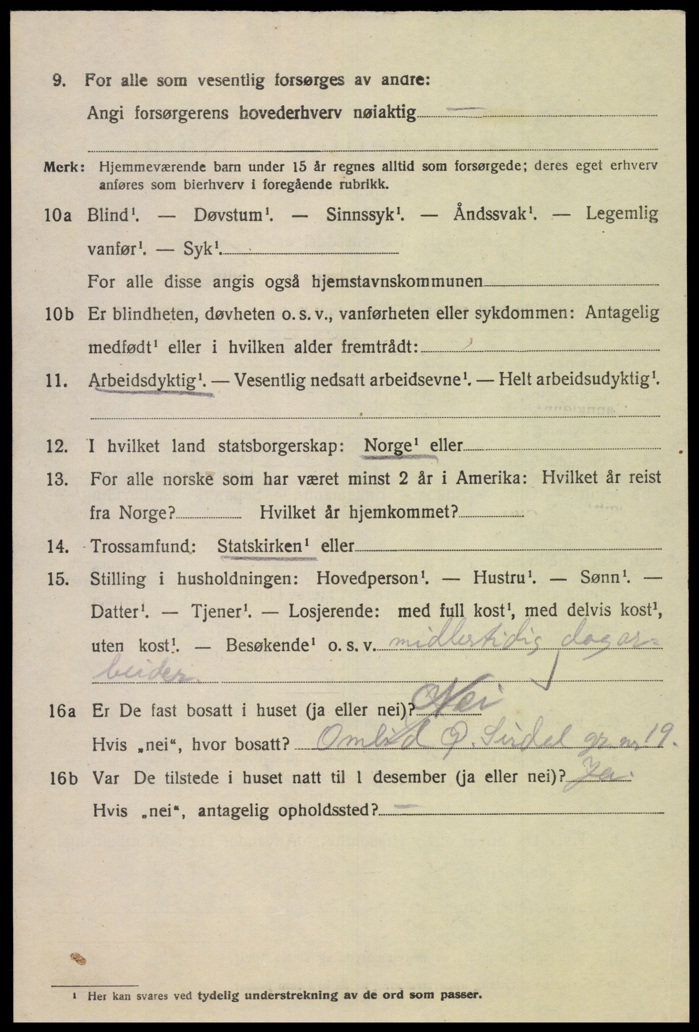 SAK, 1920 census for Øvre Sirdal, 1920, p. 1658