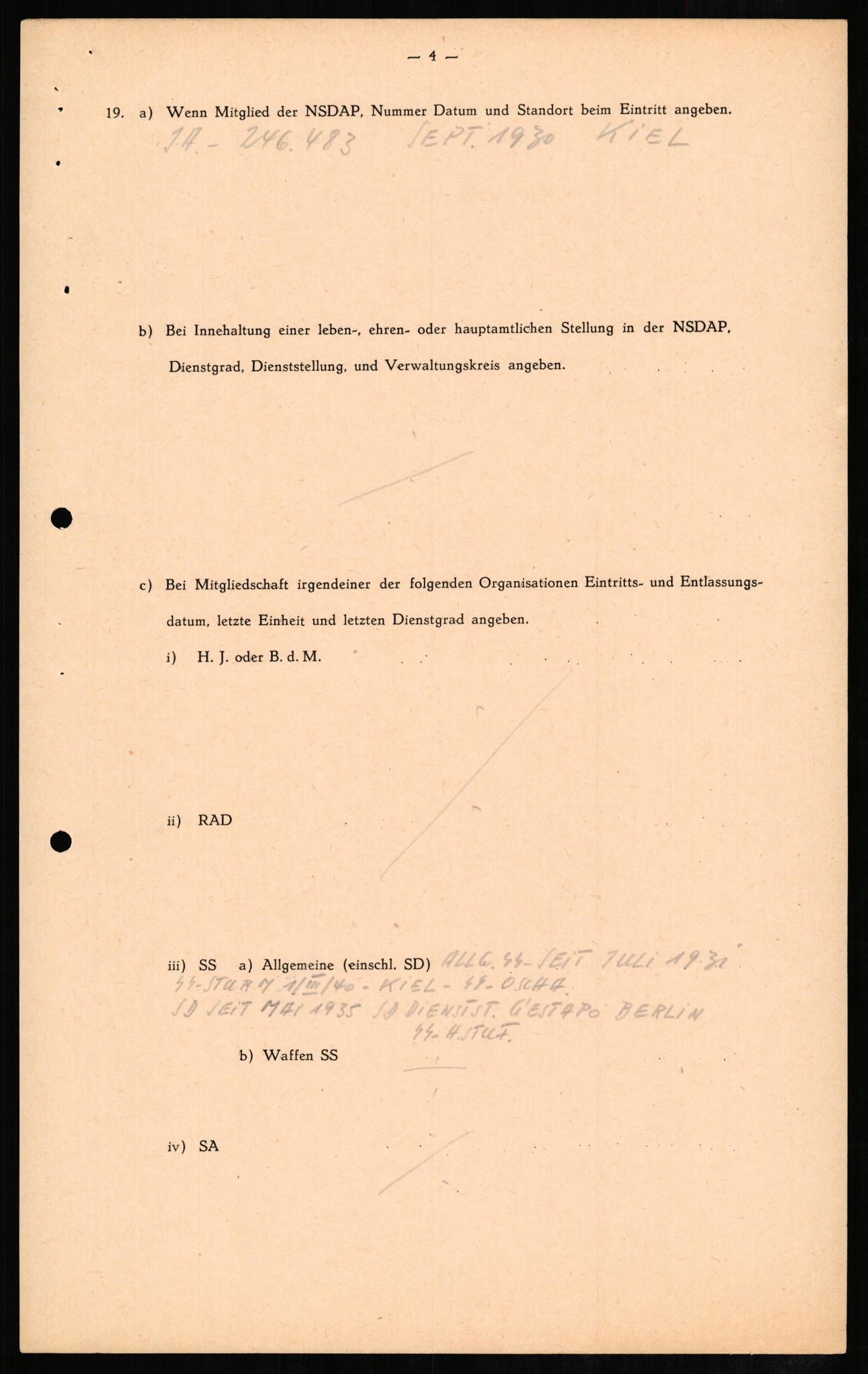 Forsvaret, Forsvarets overkommando II, RA/RAFA-3915/D/Db/L0007: CI Questionaires. Tyske okkupasjonsstyrker i Norge. Tyskere., 1945-1946, p. 255