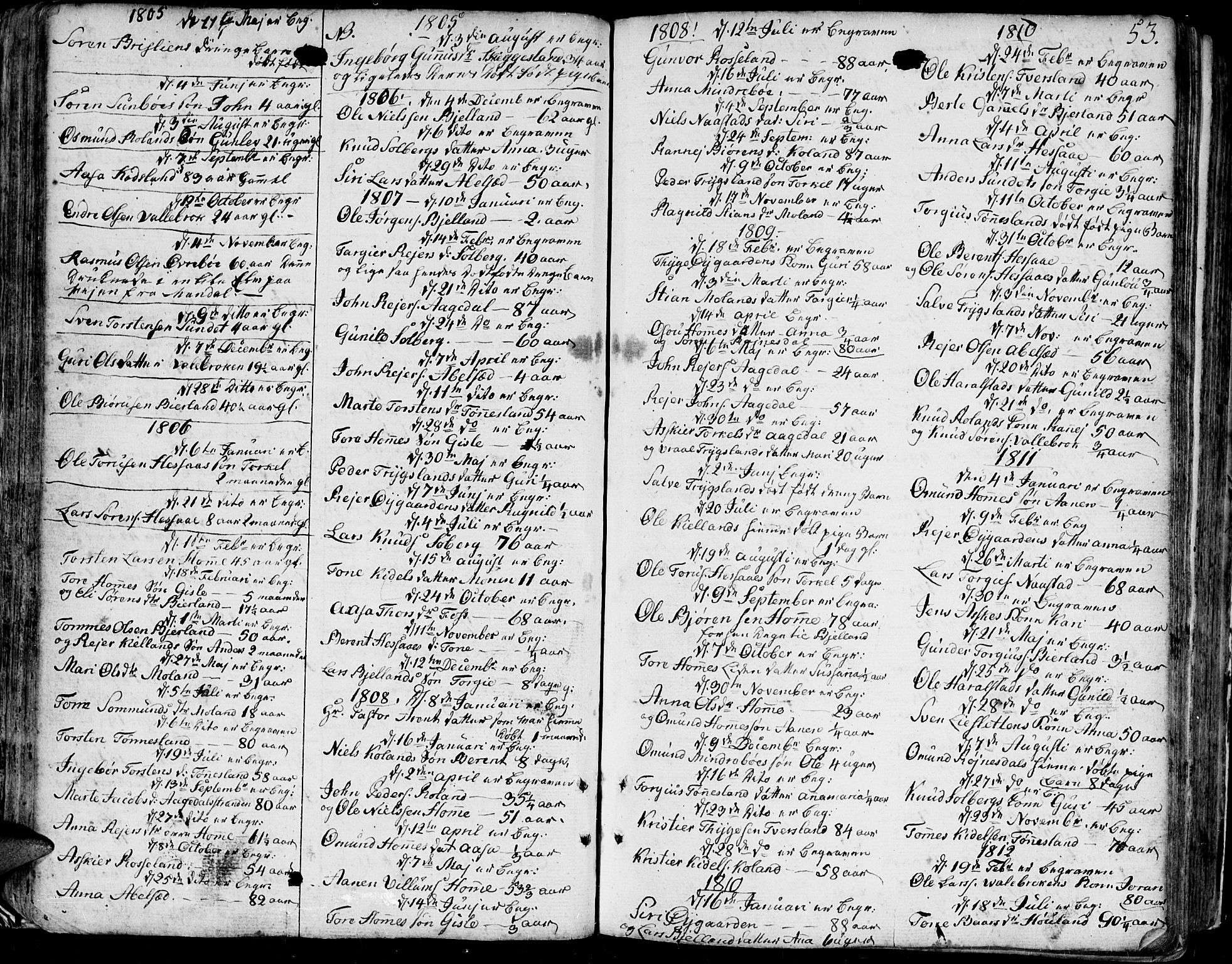 Bjelland sokneprestkontor, SAK/1111-0005/F/Fa/Faa/L0001: Parish register (official) no. A 1 /1, 1793-1815, p. 53