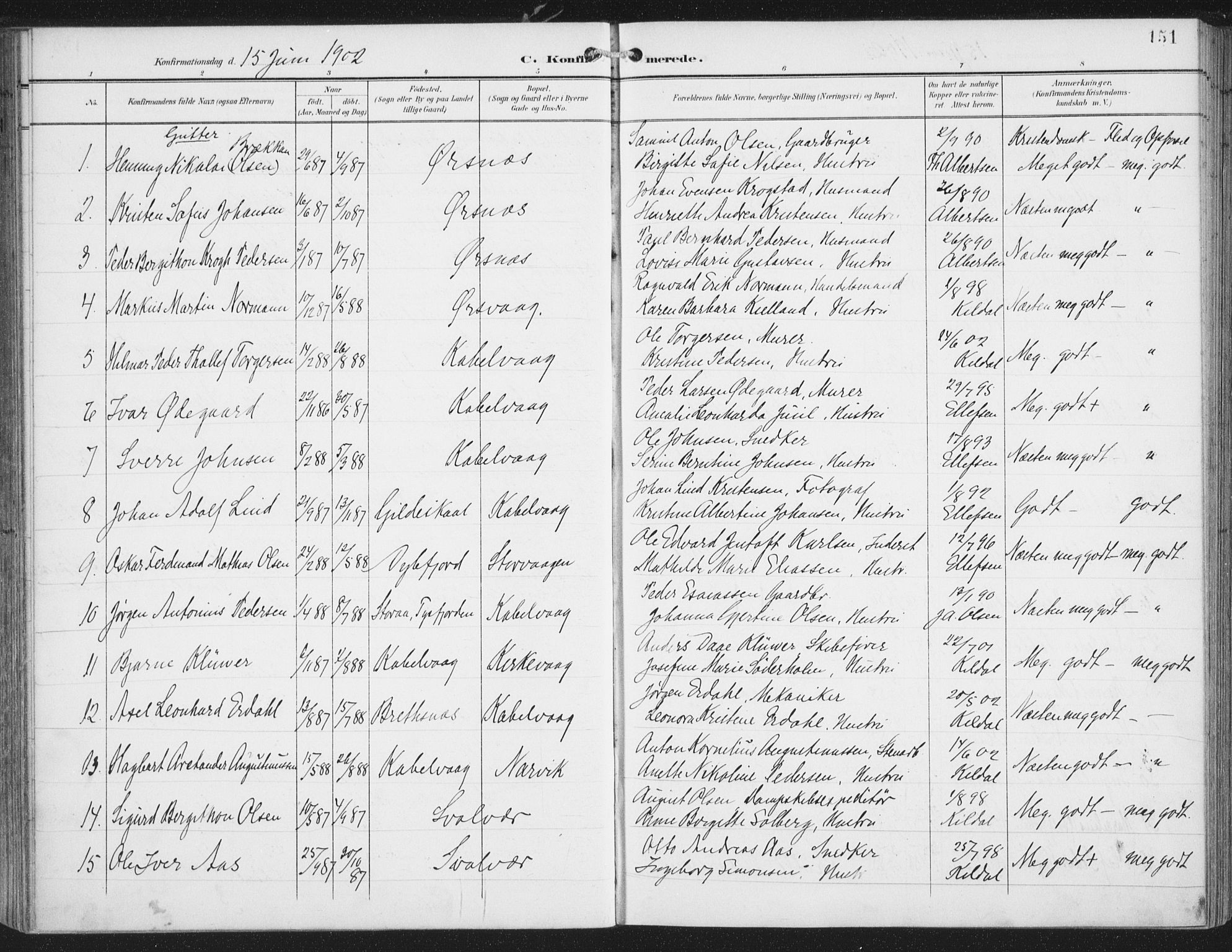 Ministerialprotokoller, klokkerbøker og fødselsregistre - Nordland, AV/SAT-A-1459/874/L1062: Parish register (official) no. 874A06, 1899-1907, p. 151